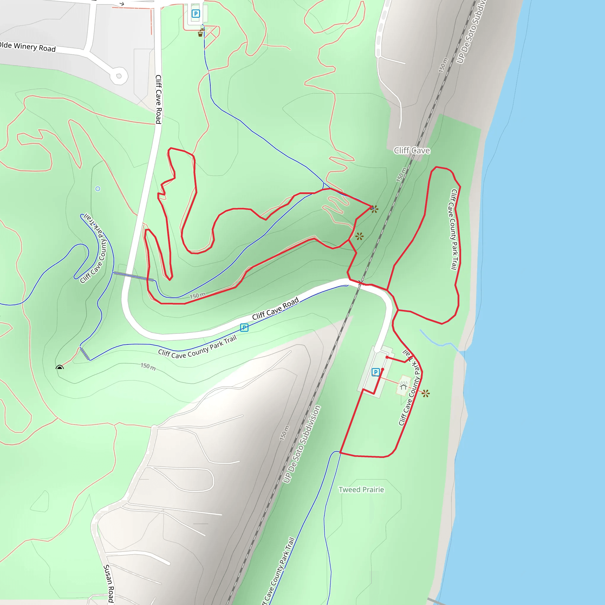 Cliff Cave County Park Loop mobile static map
