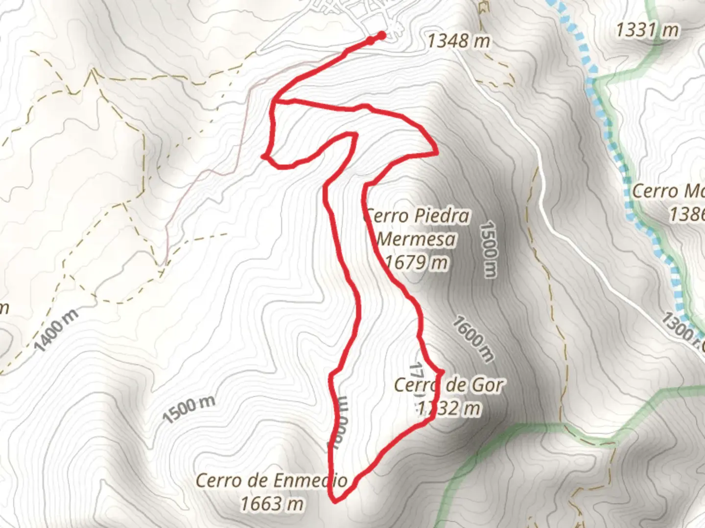 An image depicting the trail Gor – Hill of Gor and its surrounding area.