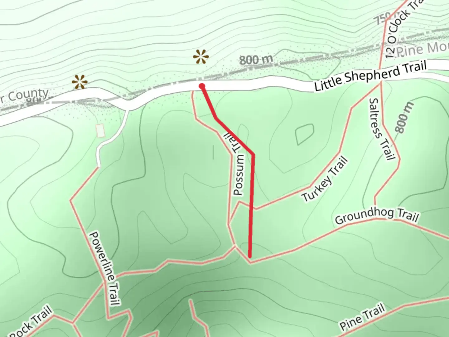 An image depicting the trail Possum Trail and its surrounding area.