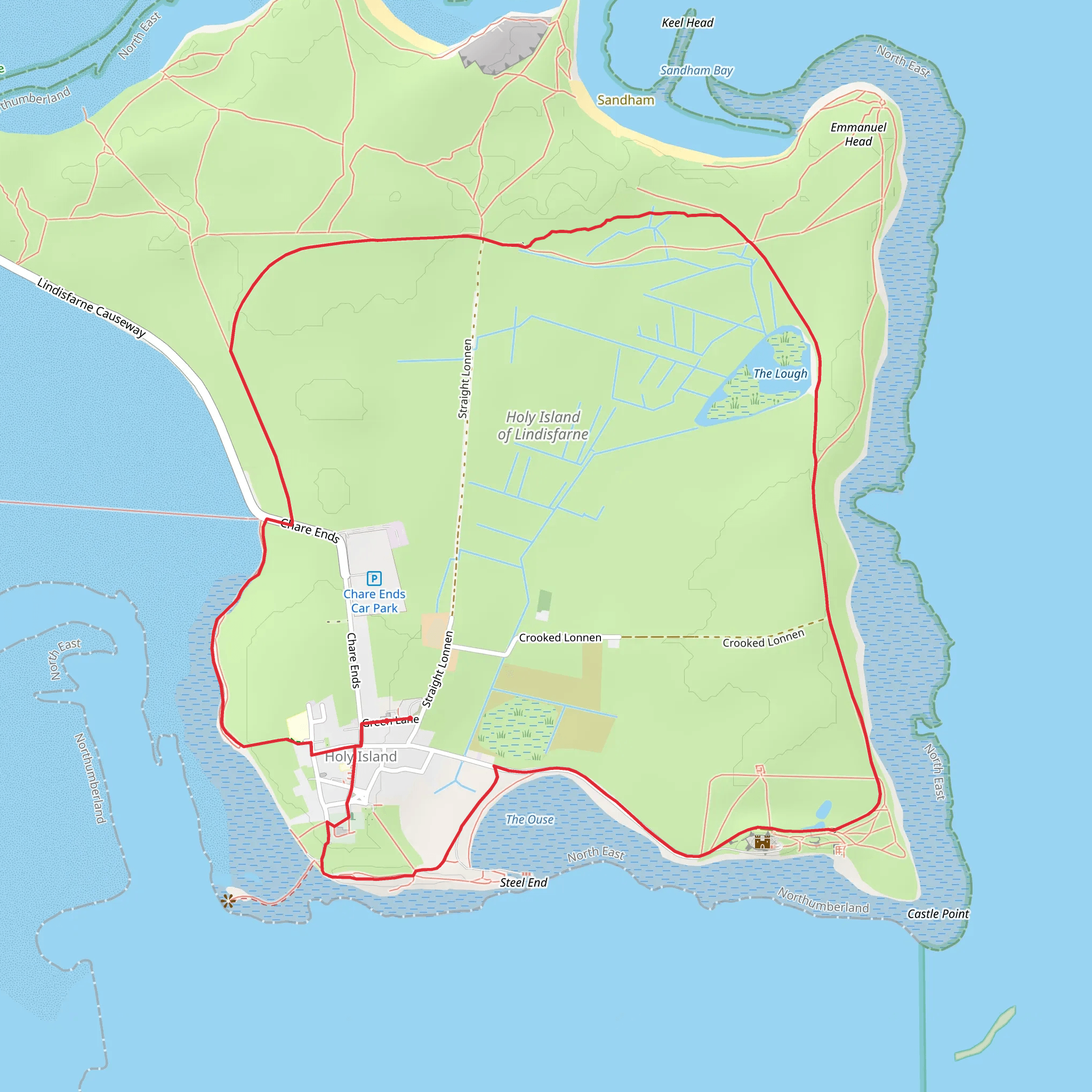 Holy Island and Lindisfarne Castle Circular mobile static map