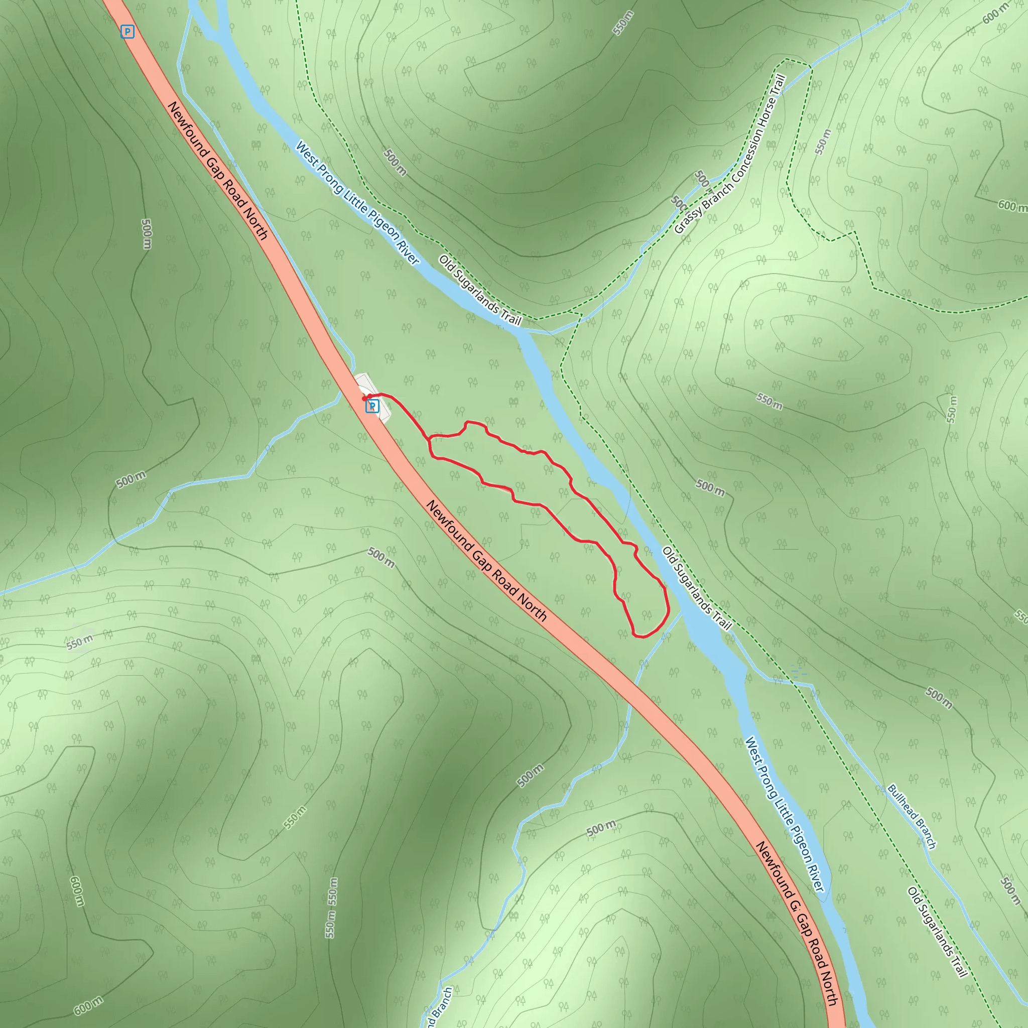 Sugarlands Valley Nature Trail mobile static map