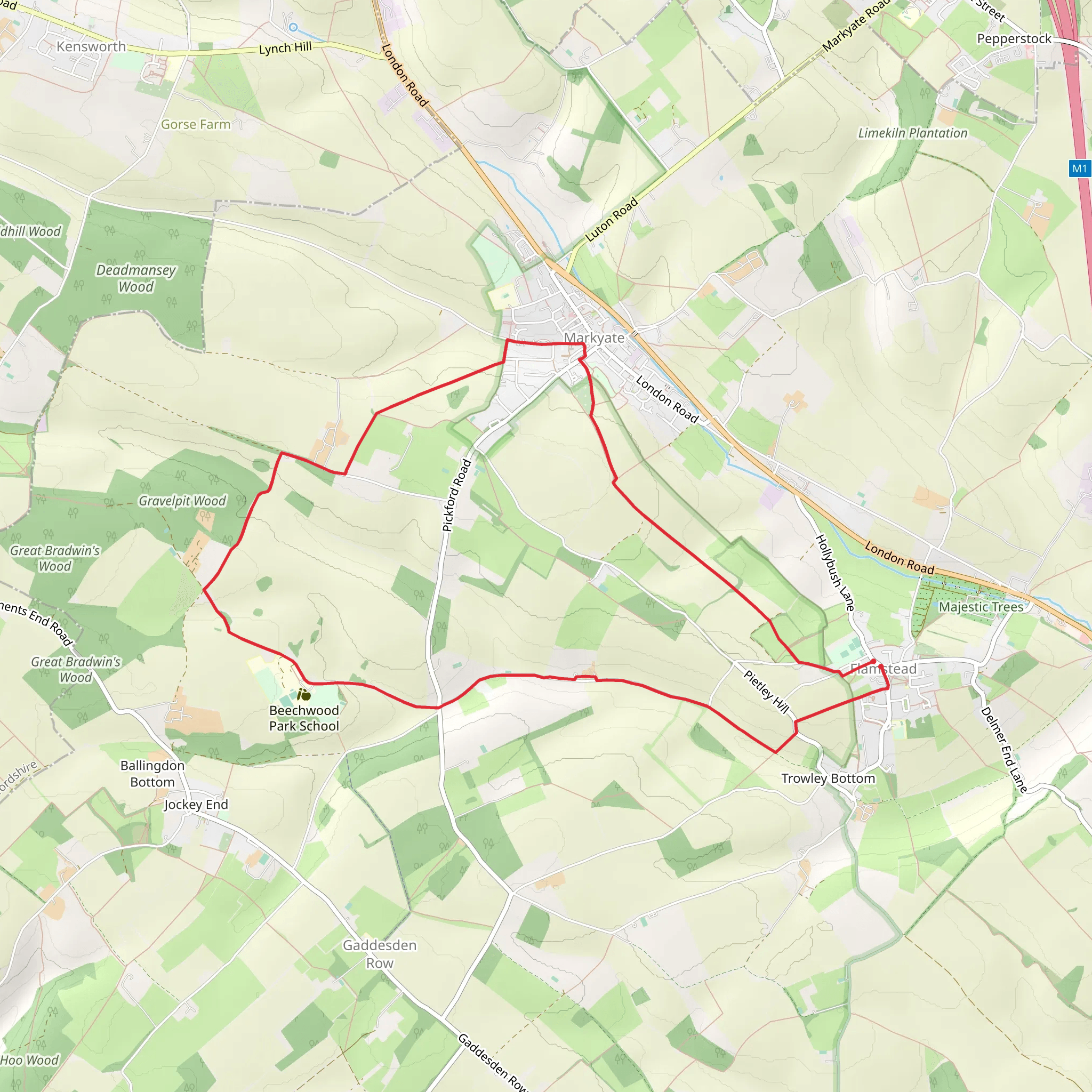 Markyate and Flamstead Circular mobile static map