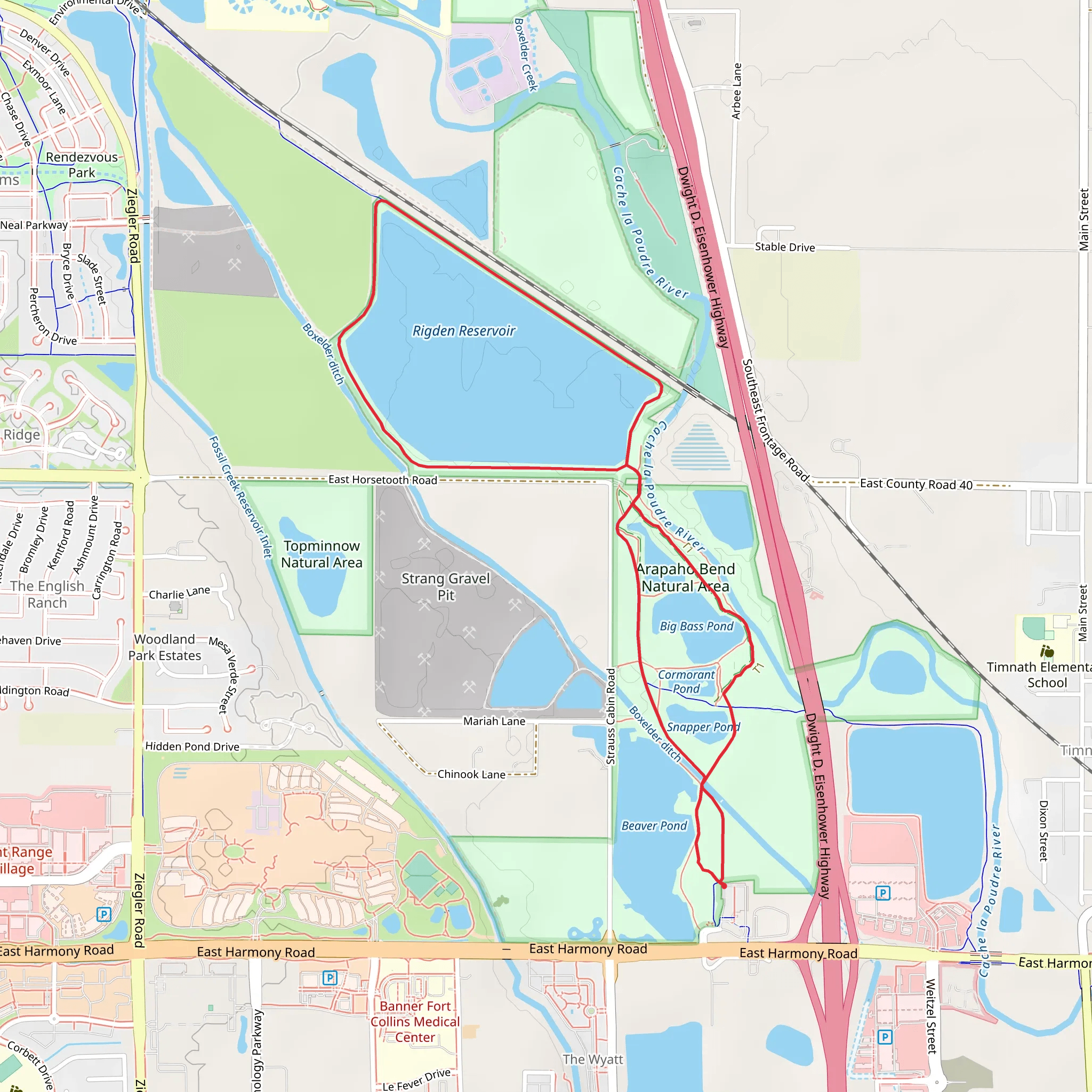 Rigden Reservoir and Ponds Loop mobile static map