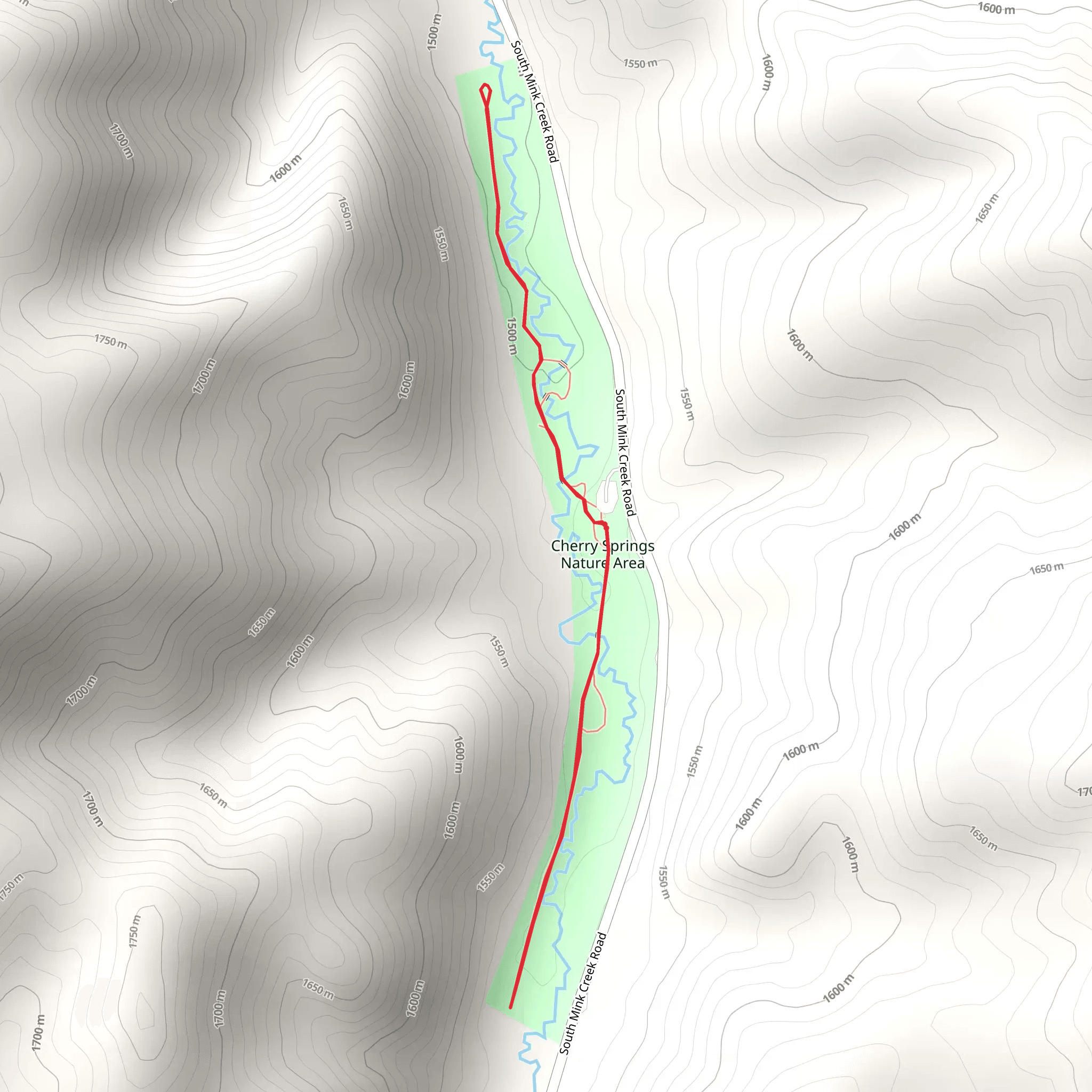 Mink Creek Walk in Cherry Springs Natural Area mobile static map