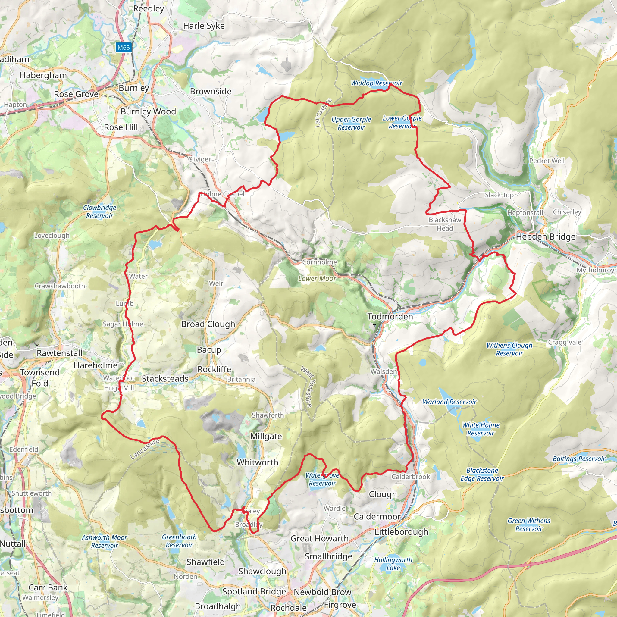 Mary Towneley Loop via Pennine Bridleway mobile static map