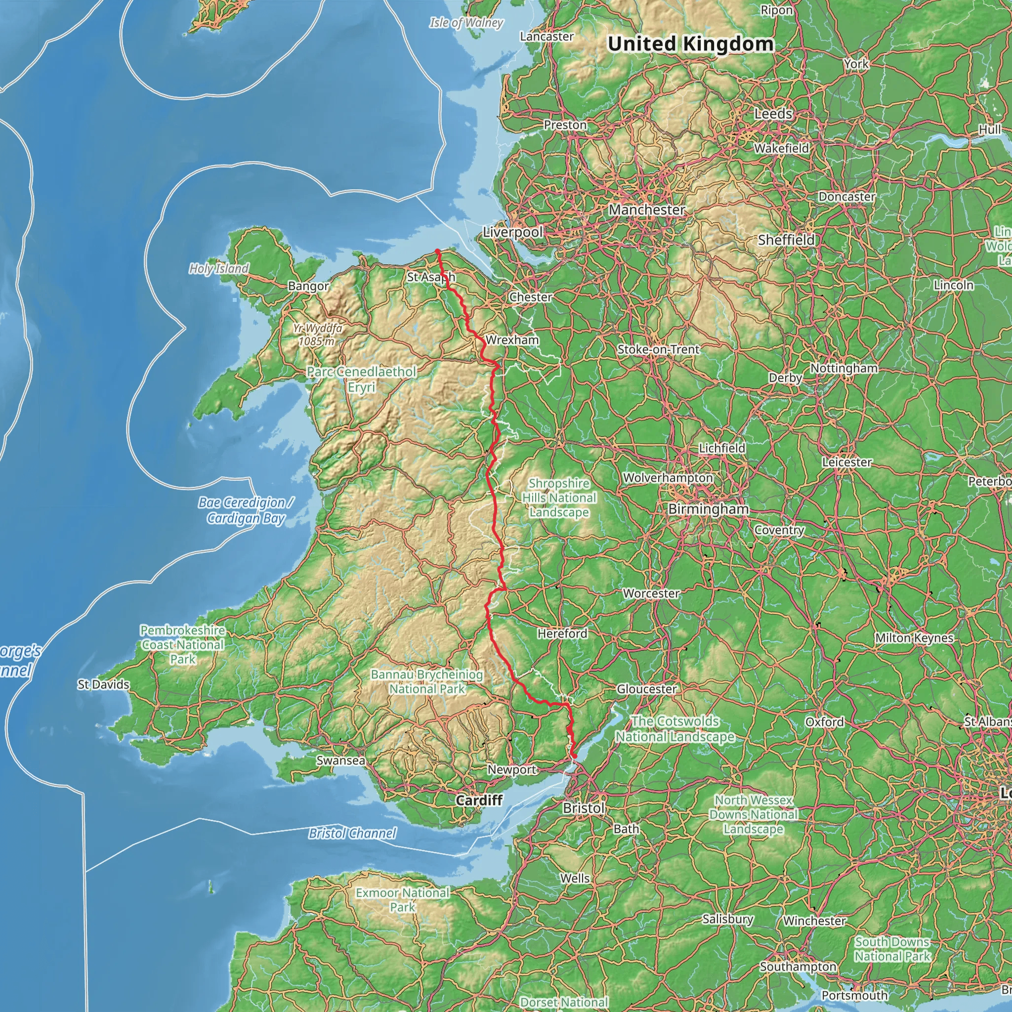 Offa's Dyke Path mobile static map
