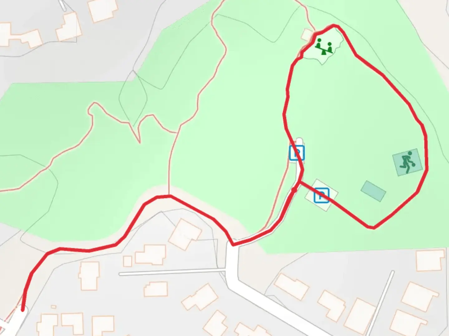 An image depicting the trail Robinwood Community Park Loop and its surrounding area.