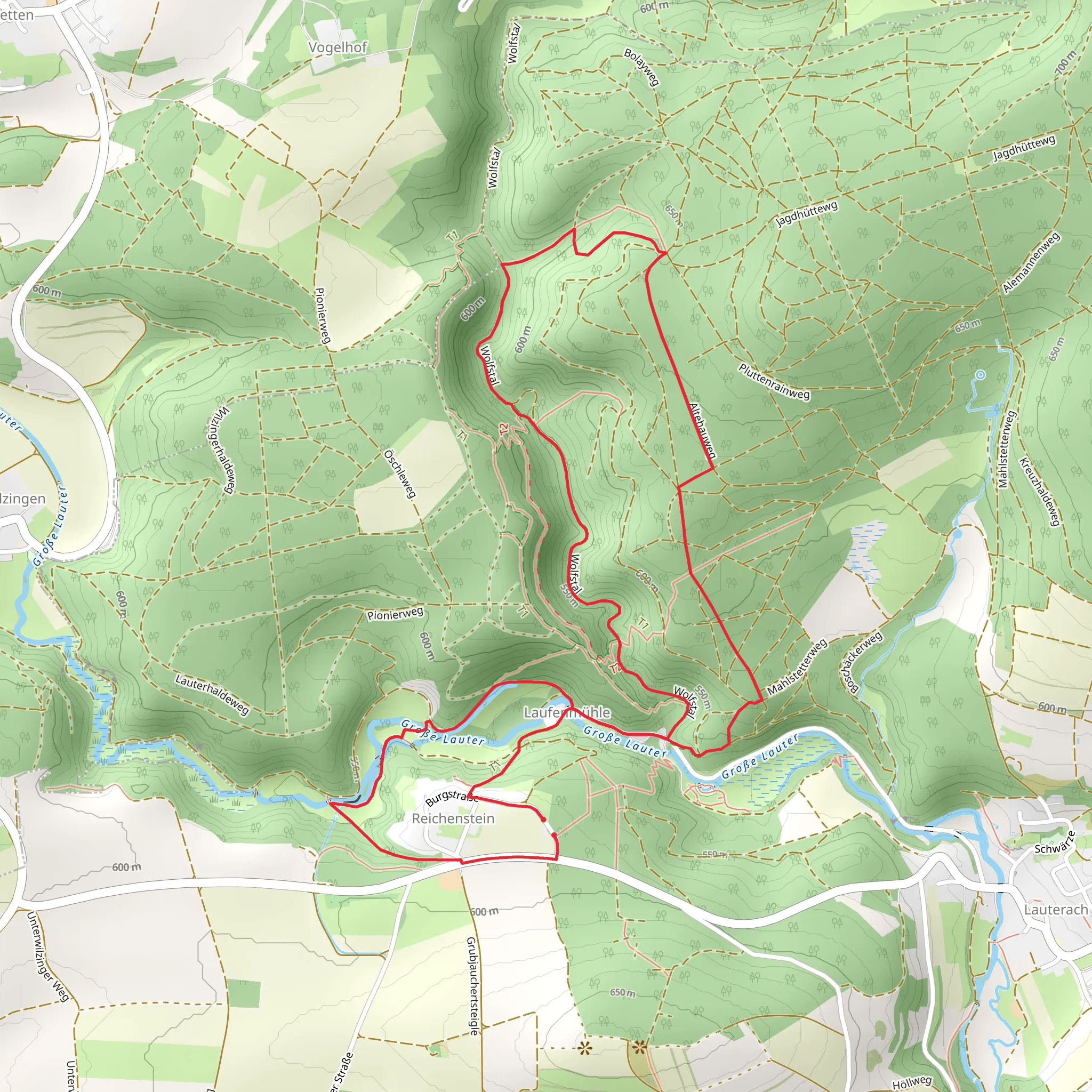 Schwarzwald Schwaebische Alb Allgaeu Weg and Wolfstal mobile static map