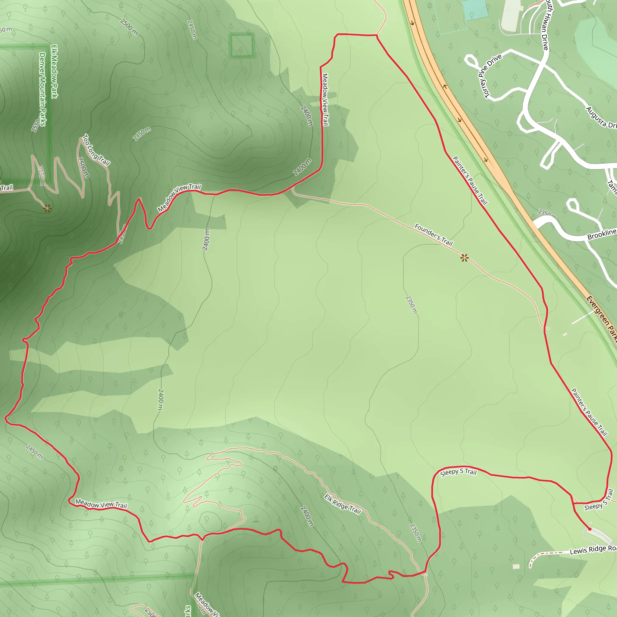 Sleepy S - Meadow View - Painter's Pause Loop Trail mobile static map