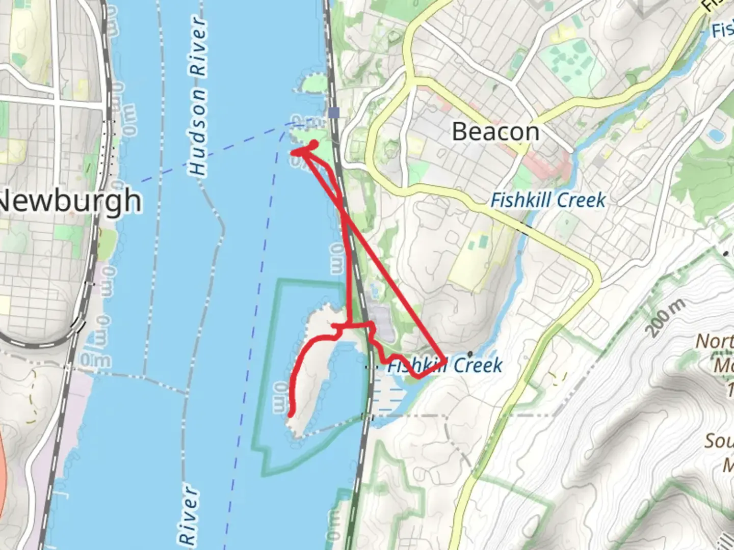 An image depicting the trail Fishkill Creek Trail from Long Dock Park and its surrounding area.
