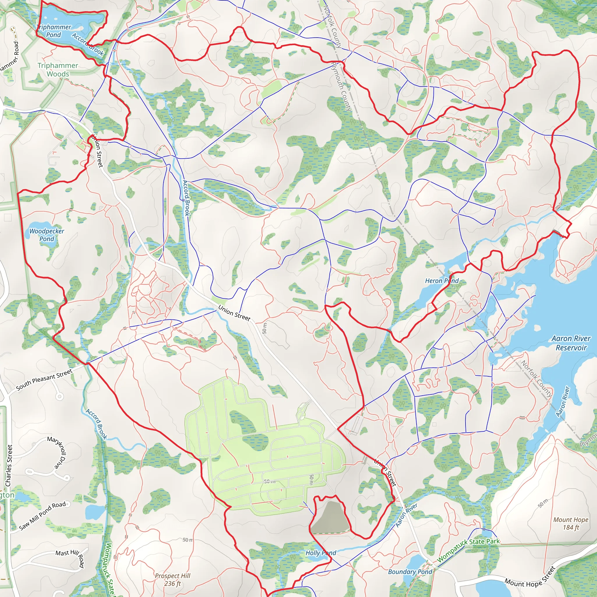 Woodpecker Pond - Heron Pond - Triphammer Pond Loop mobile static map