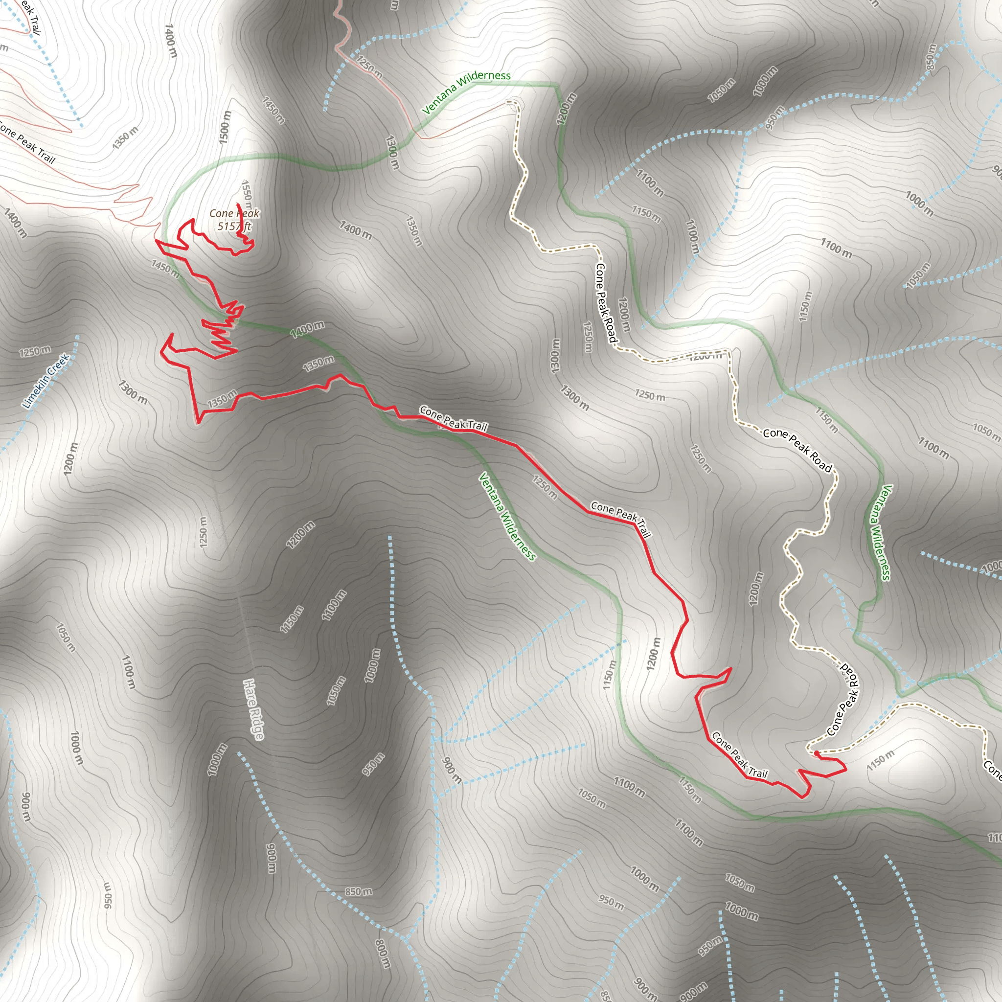 Cone Peak Trail from Cone Peak Road mobile static map