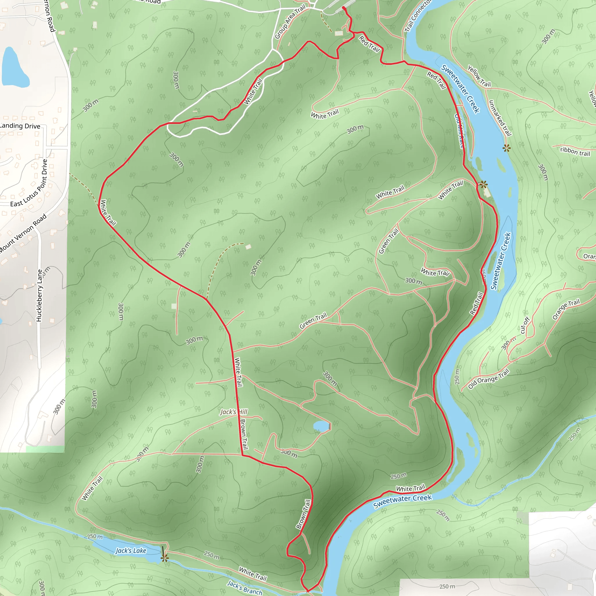 White, Jacs Hill and Red Loop Trail mobile static map
