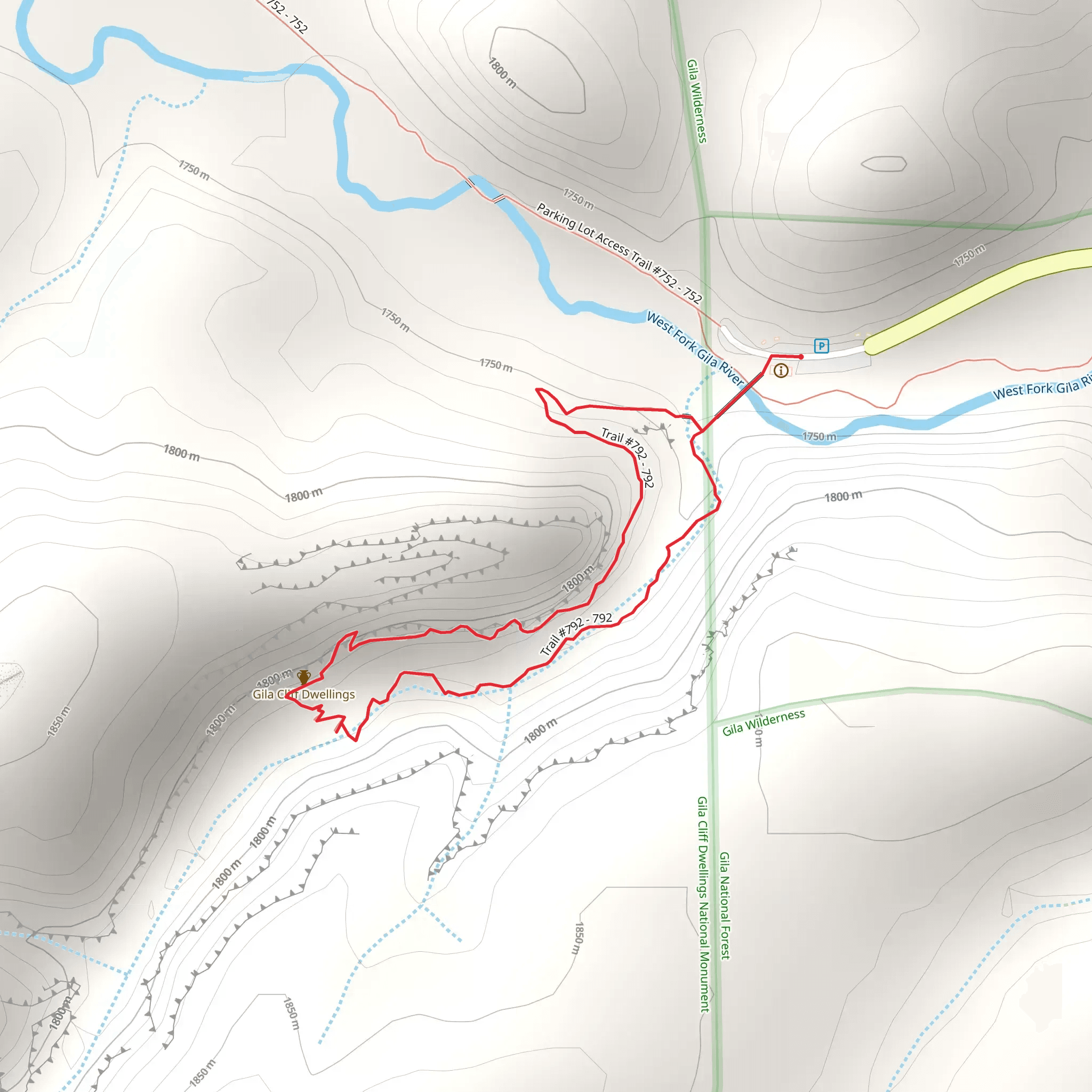 West Fork Gila River - Trail - 792 mobile static map