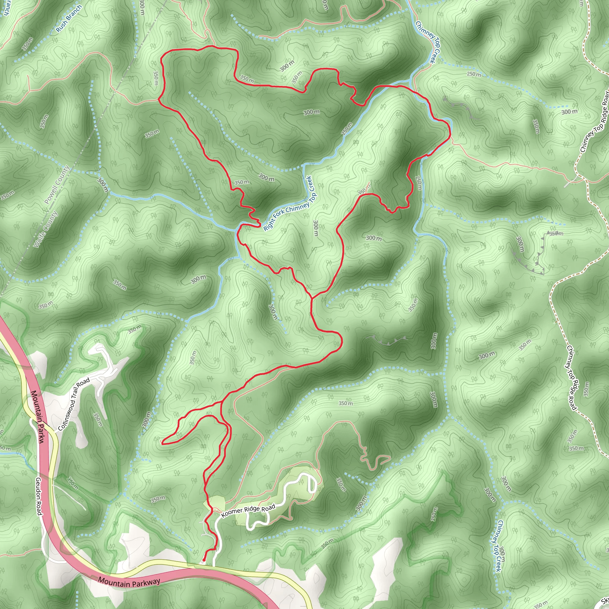 Hidden Arch and Koomer Ridge Loop Trail mobile static map