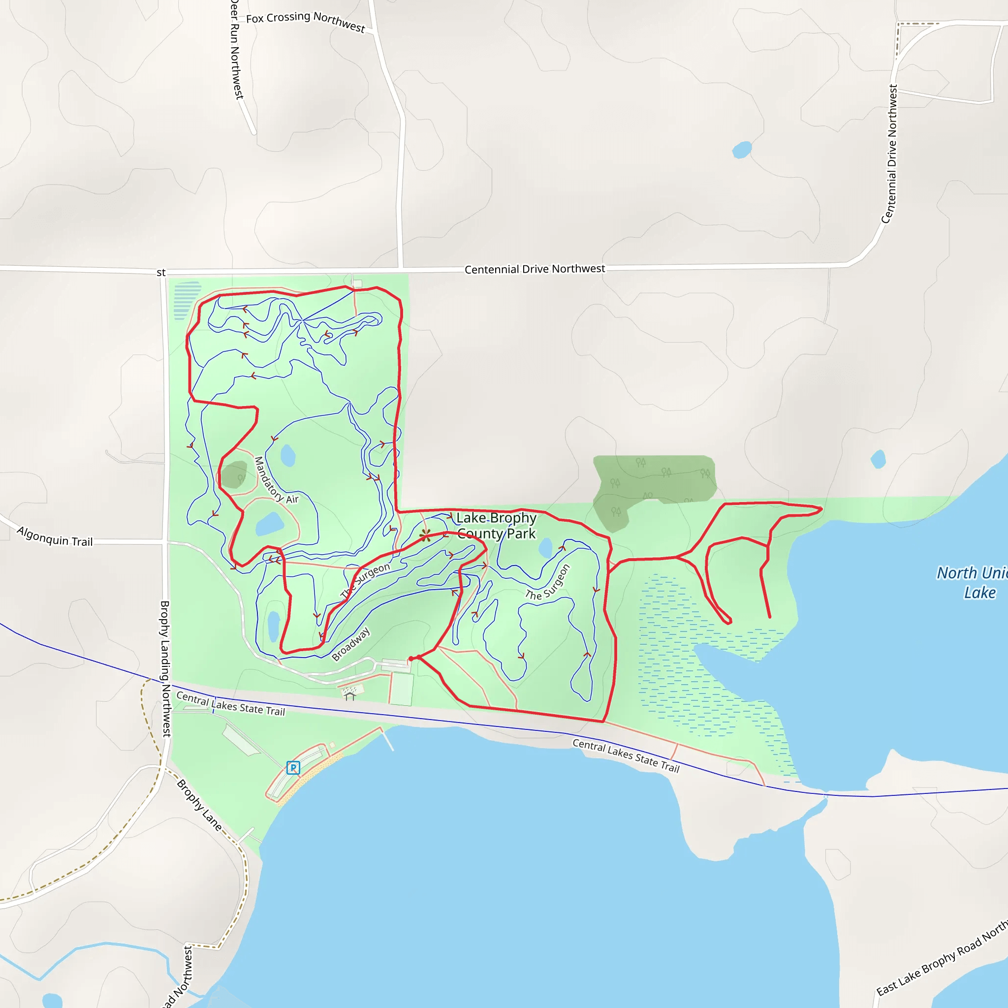 Lake Brophy County Park Loop mobile static map