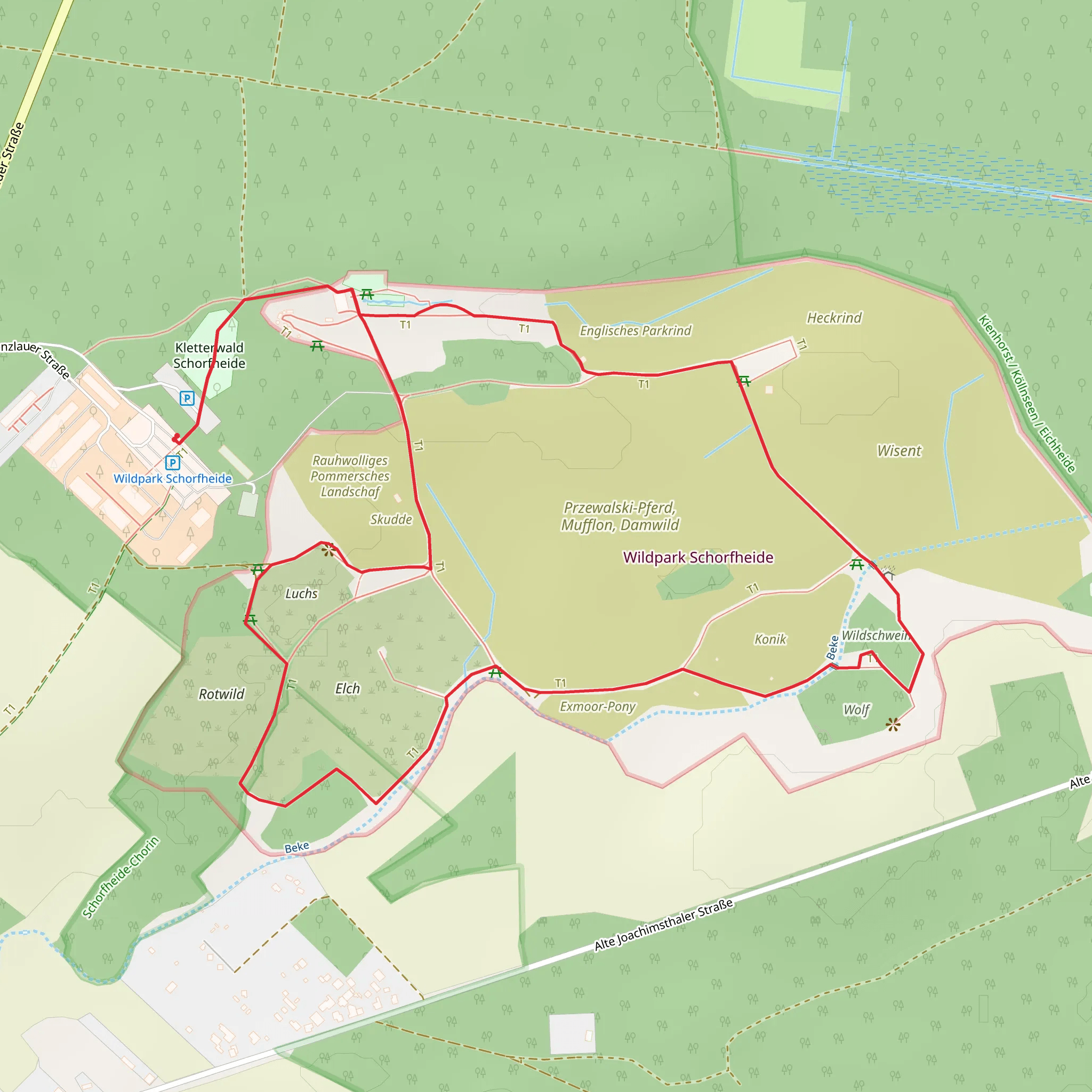 Kletterwald Schorfheide and Wildschwein Loop mobile static map