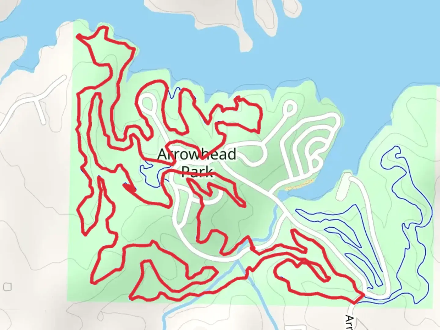 An image depicting the trail Arrowhead Park Loop Trail and its surrounding area.