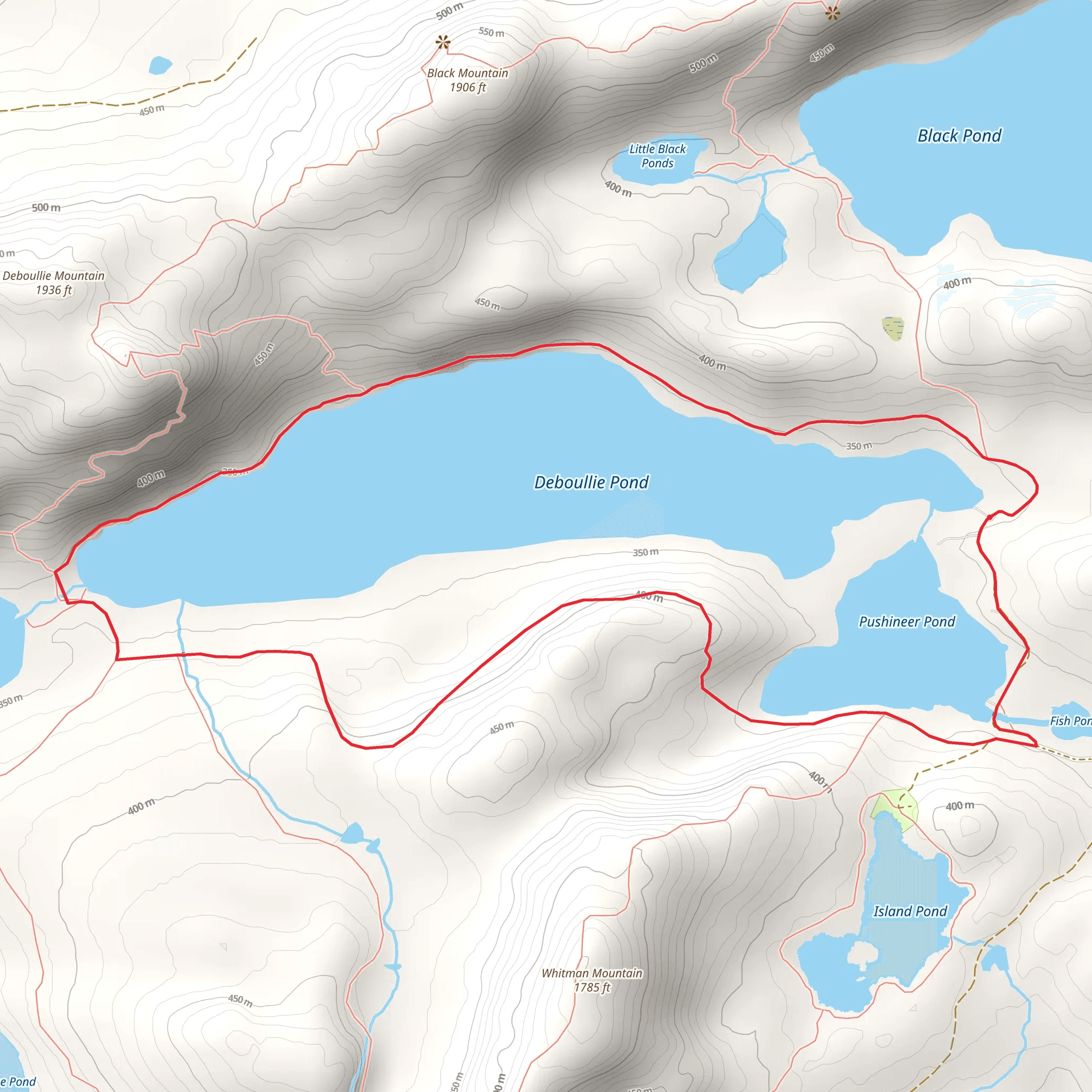 Deboullie and Pushineer Pond Loop mobile static map