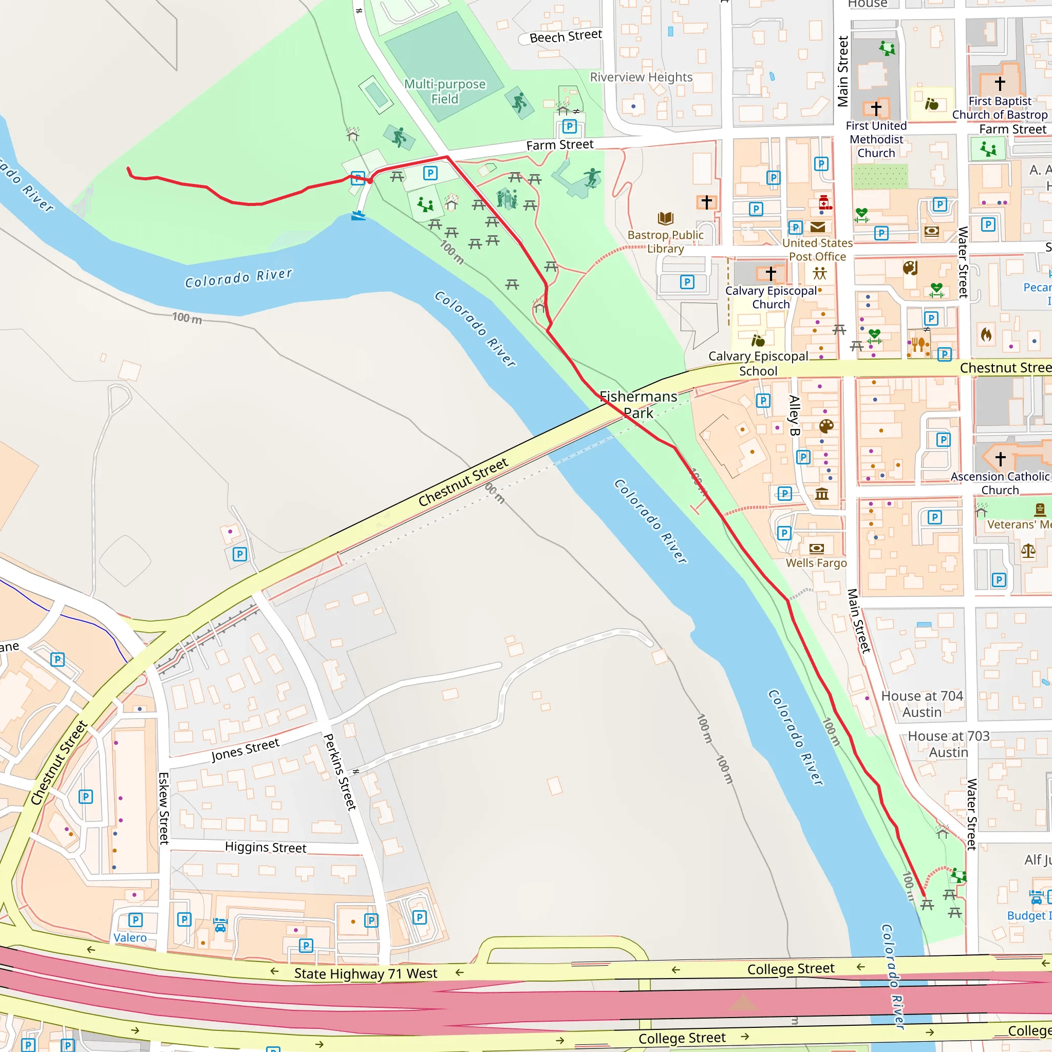 Walk along Colorado River from Fishermans Park mobile static map