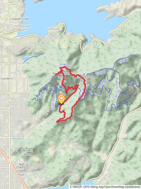 West Canfield Butte via Trail 5 and 8 Loop