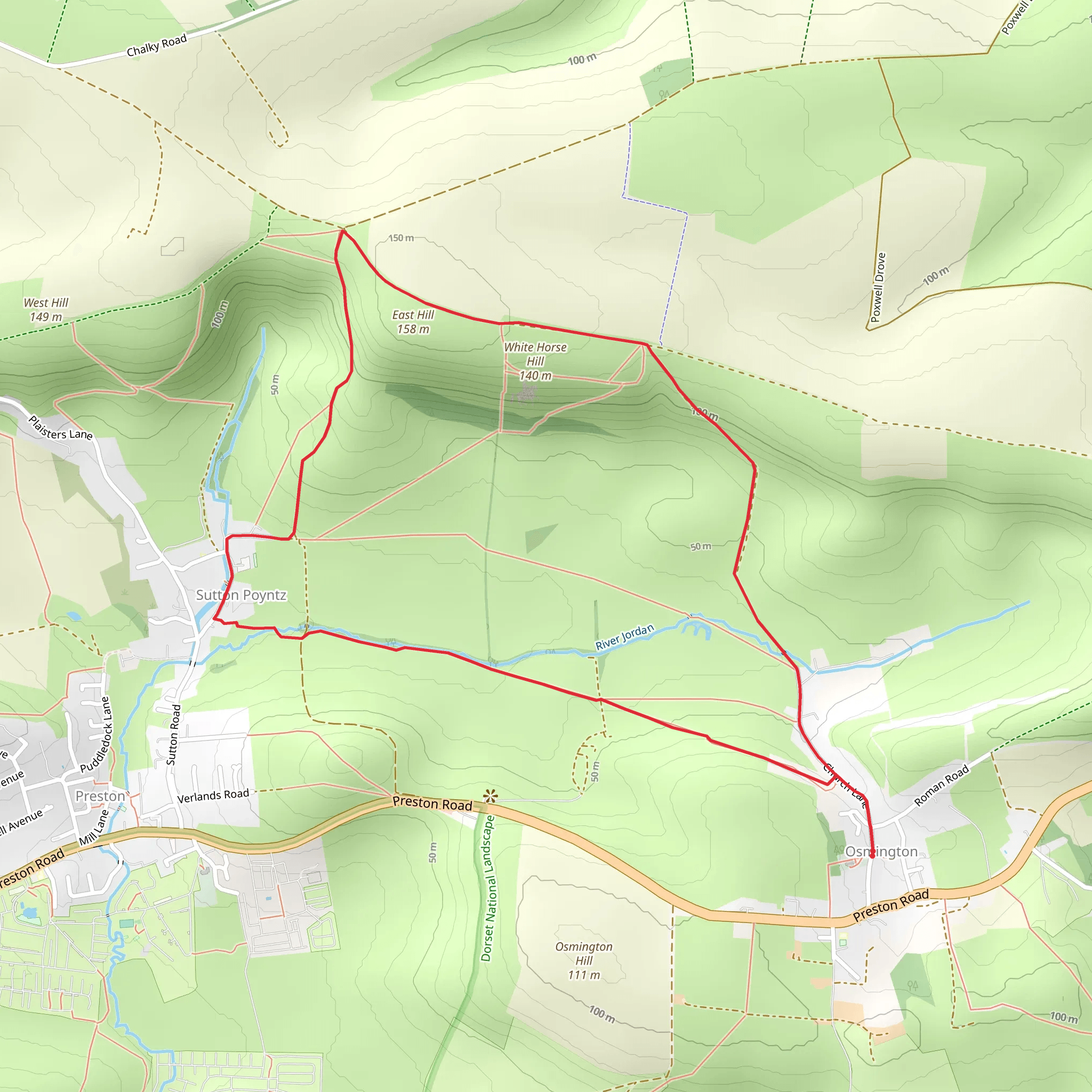 The White Horse and Sutton Poyntz from Osmington mobile static map