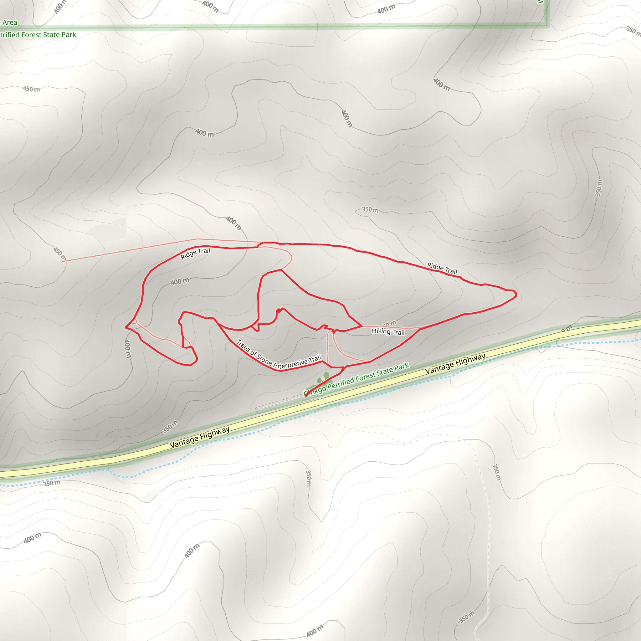 Ridge Trail and Trees of Stone Interpretive Trail Loop mobile static map