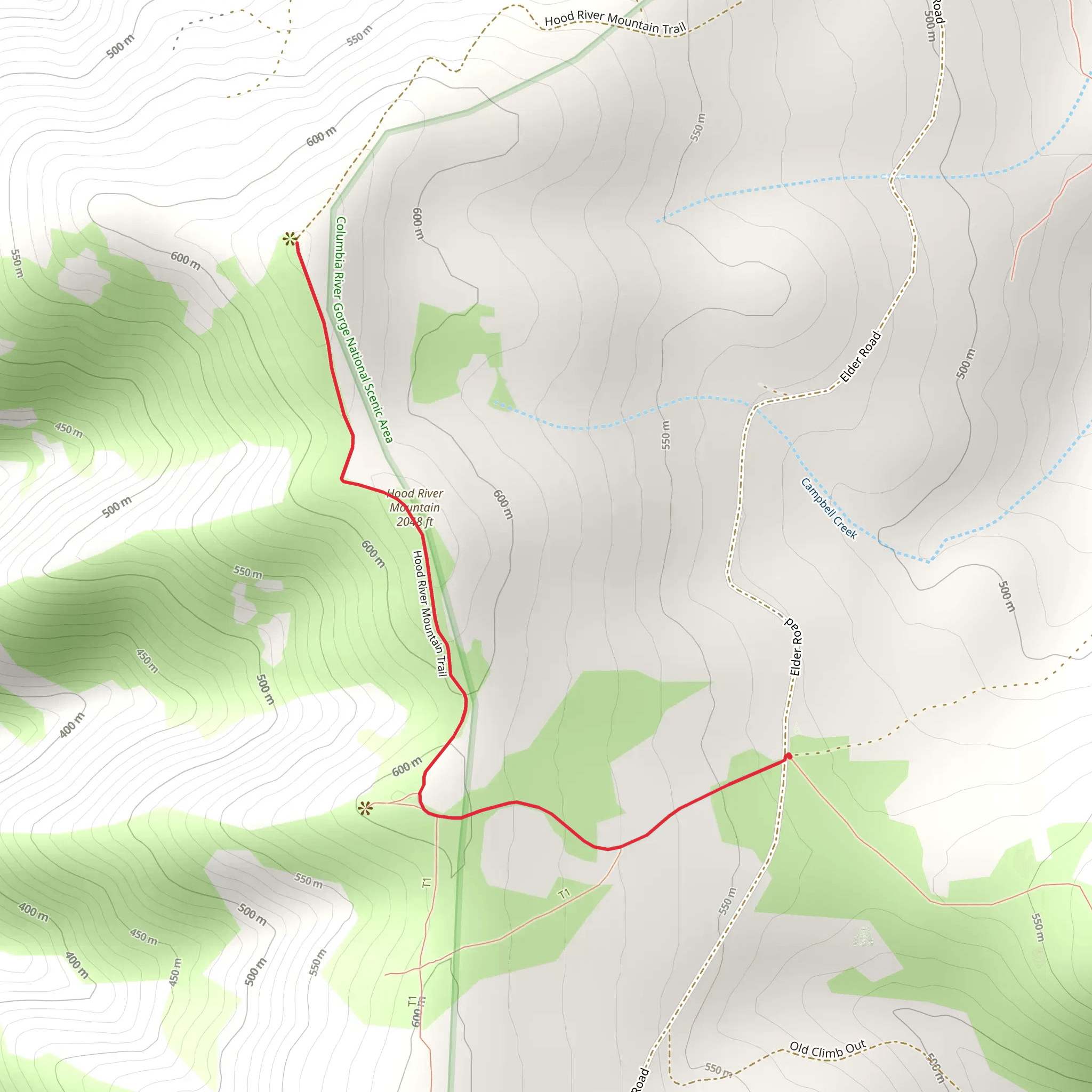 Hood River Mountain Trail mobile static map