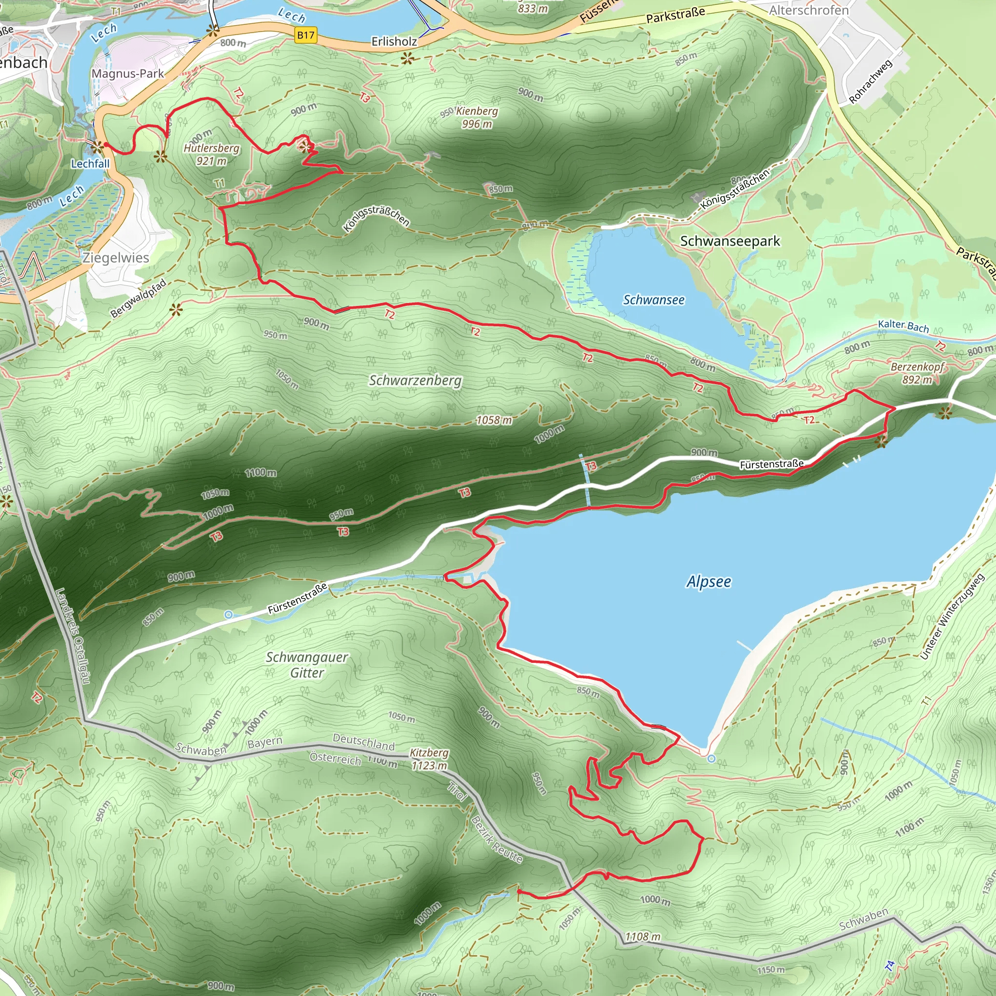 Schonblick to Kalvarienberg Walk via Alpsee mobile static map