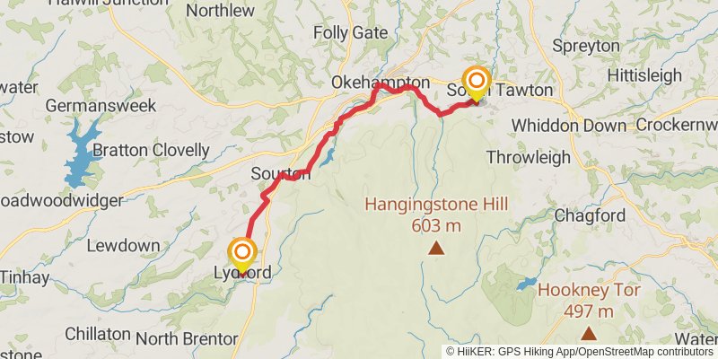 Dartmoor Way - High Moor Link - Alternative stage 4 Map