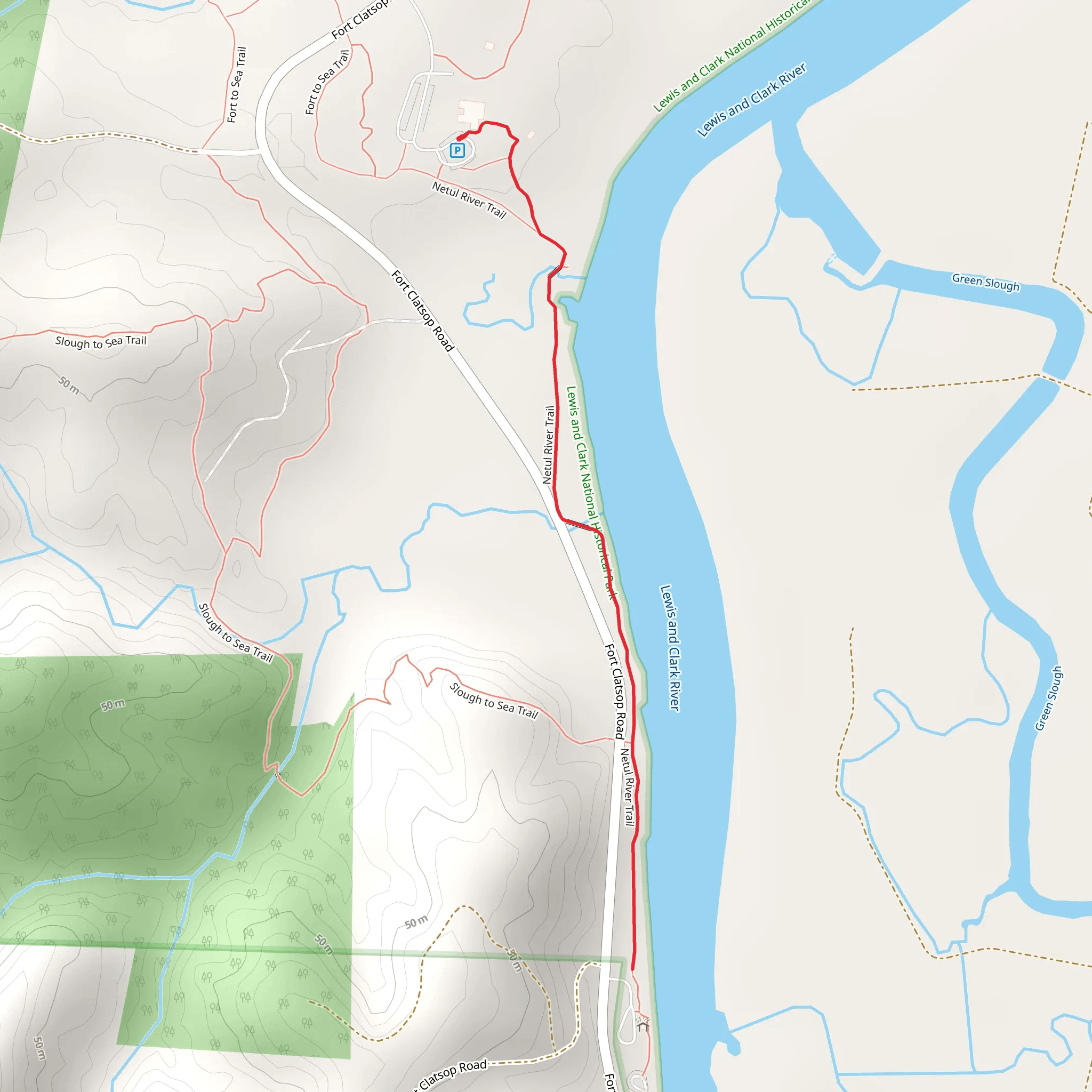 Lewis and Clark River via Netul River Trail mobile static map