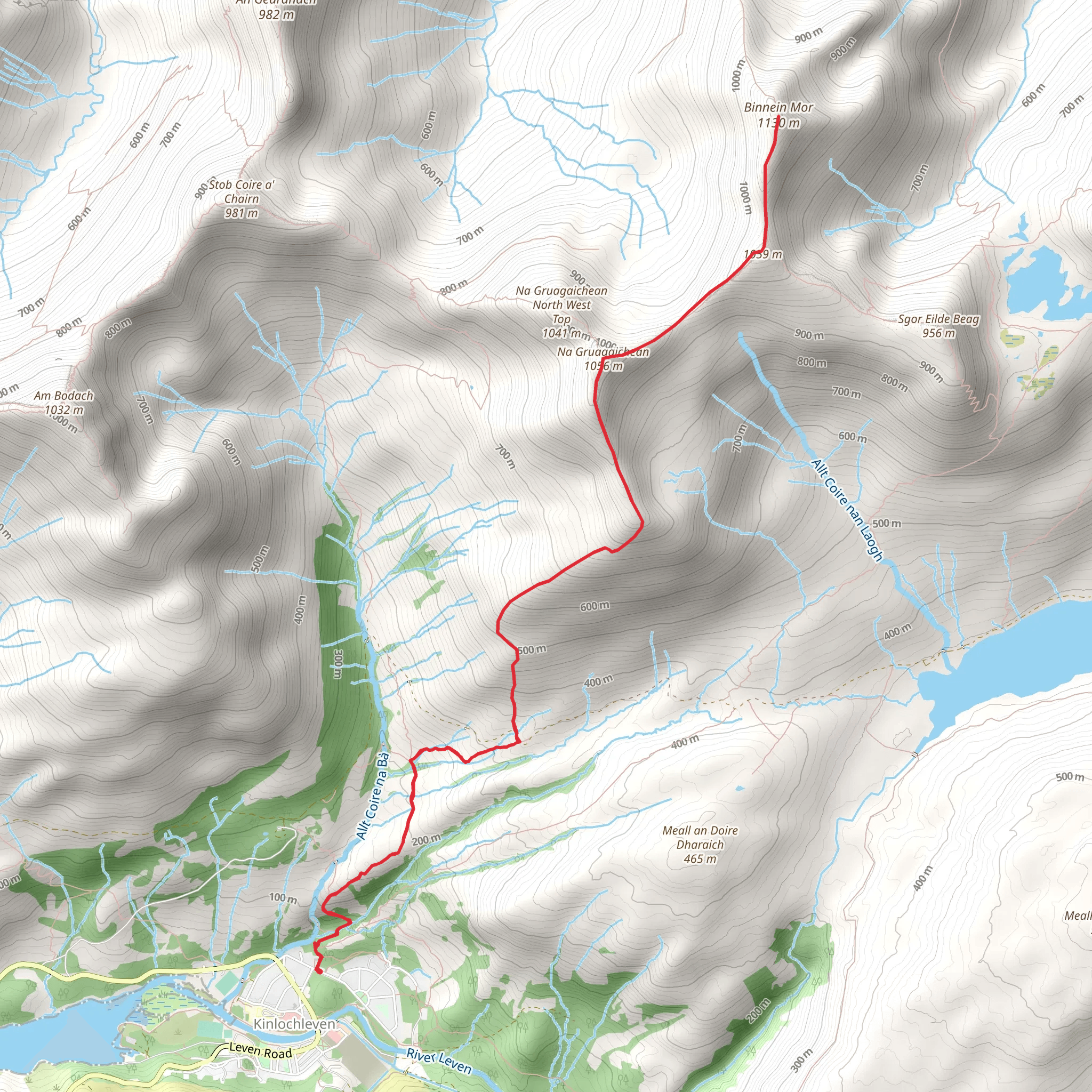 Binnein Mòr via Na Gruagaichean mobile static map