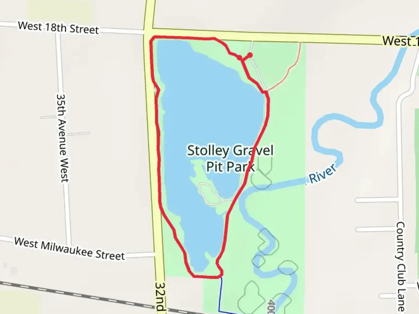An image depicting the trail Stolley Gravel Pit Loop and its surrounding area.