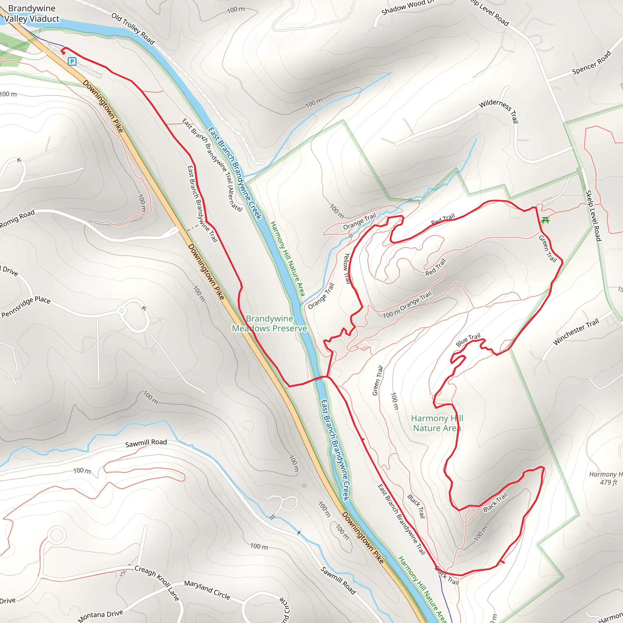 East Branch Brandywine Creek Loop mobile static map