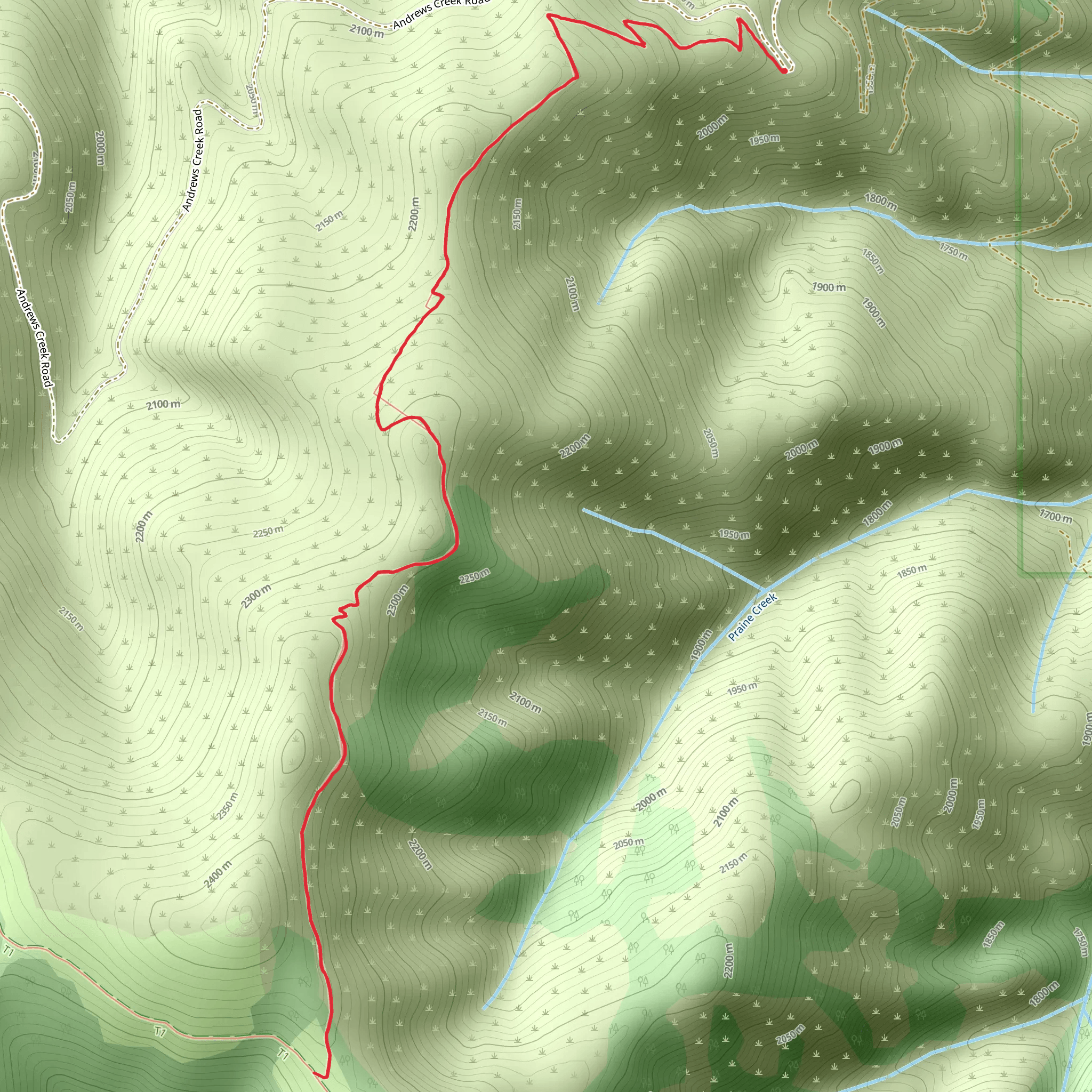 Andrews Creek Trail mobile static map