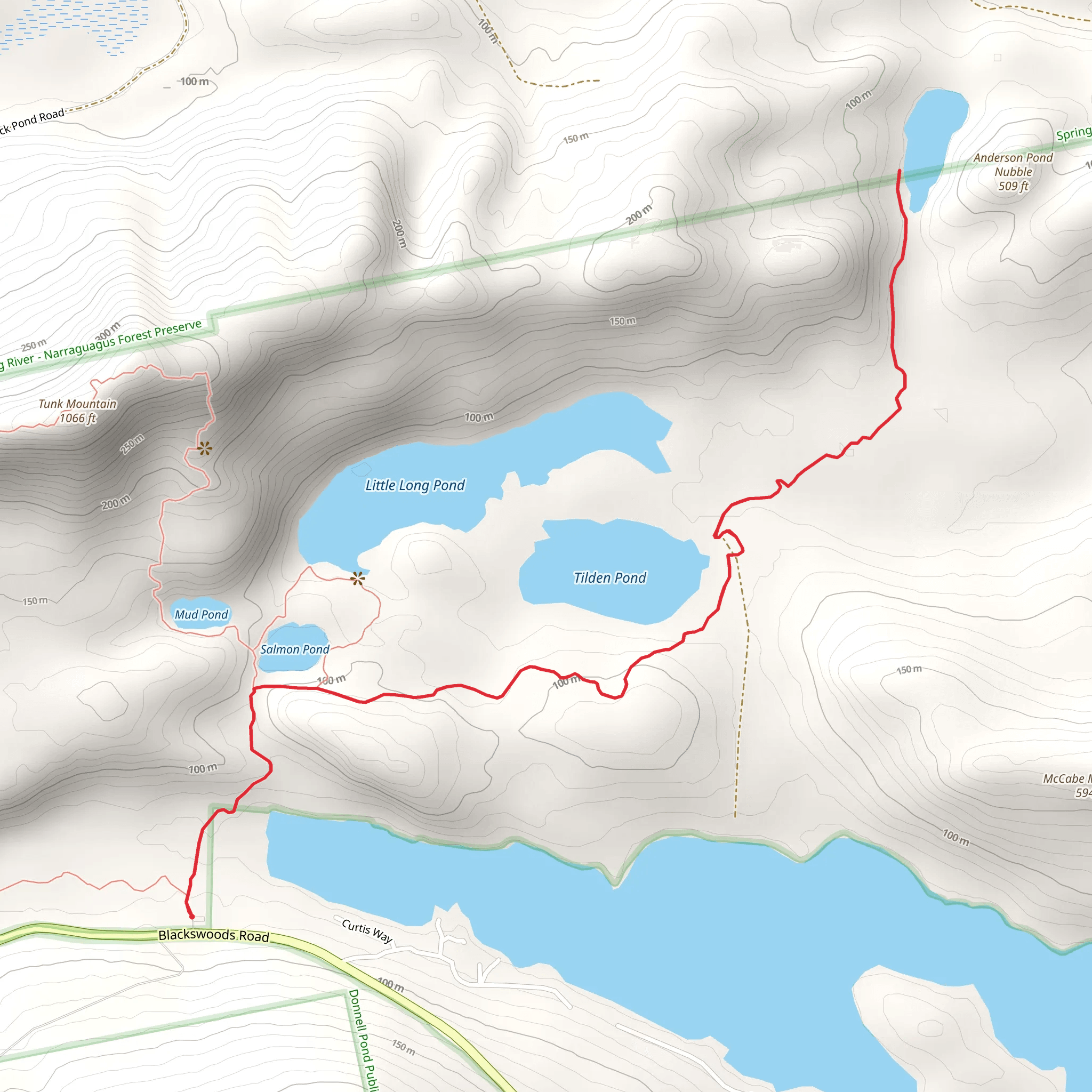 Salmon Pond, Tilden Pond and Anderson Pond mobile static map