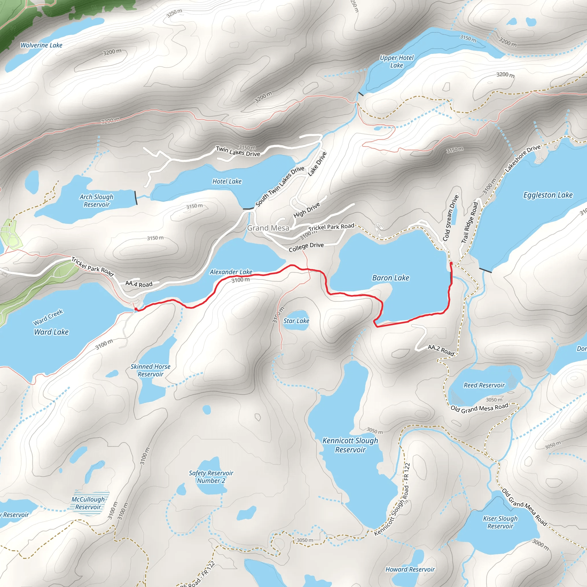 Alexander Lake and Baron Lake Trail mobile static map