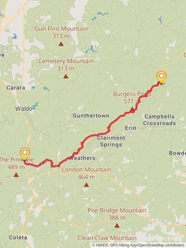 Burgess Point and Adams Gap via Pinhoti Trail