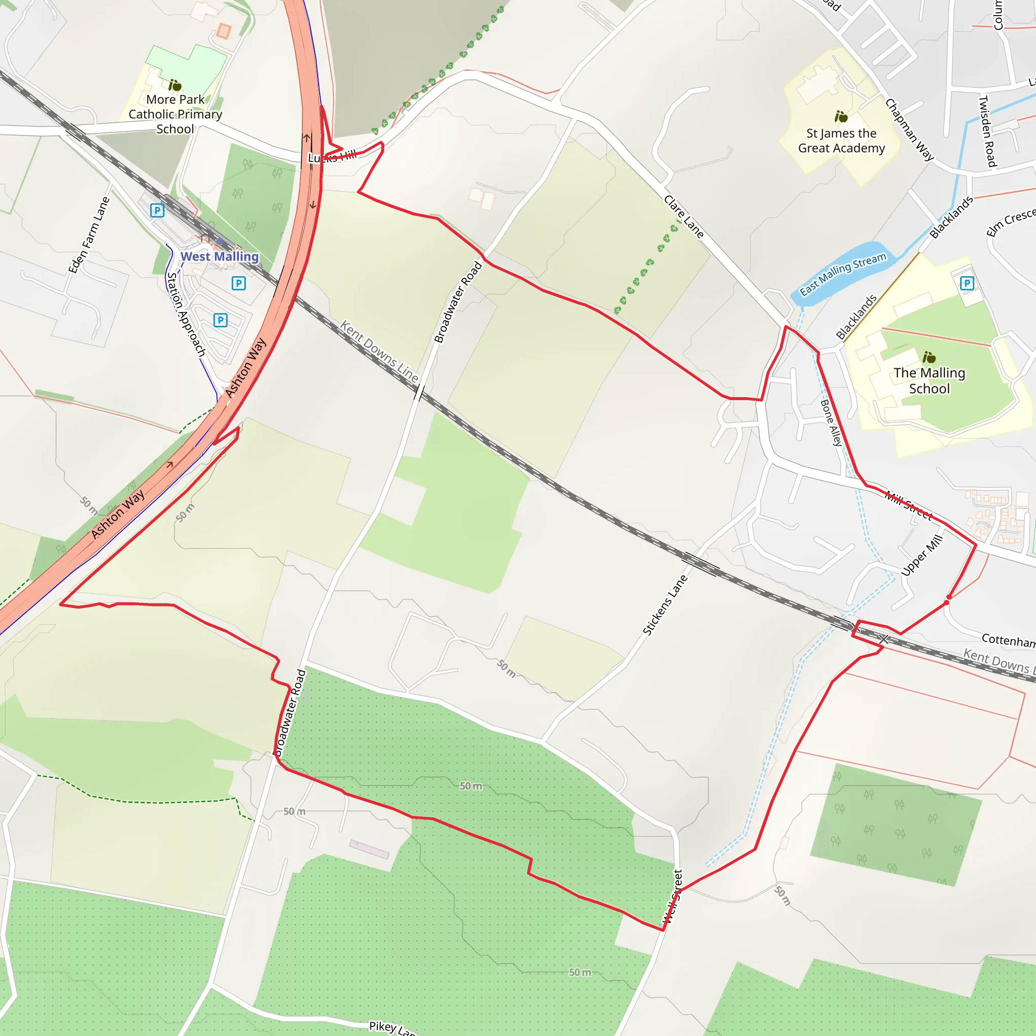 West Malling Loop mobile static map