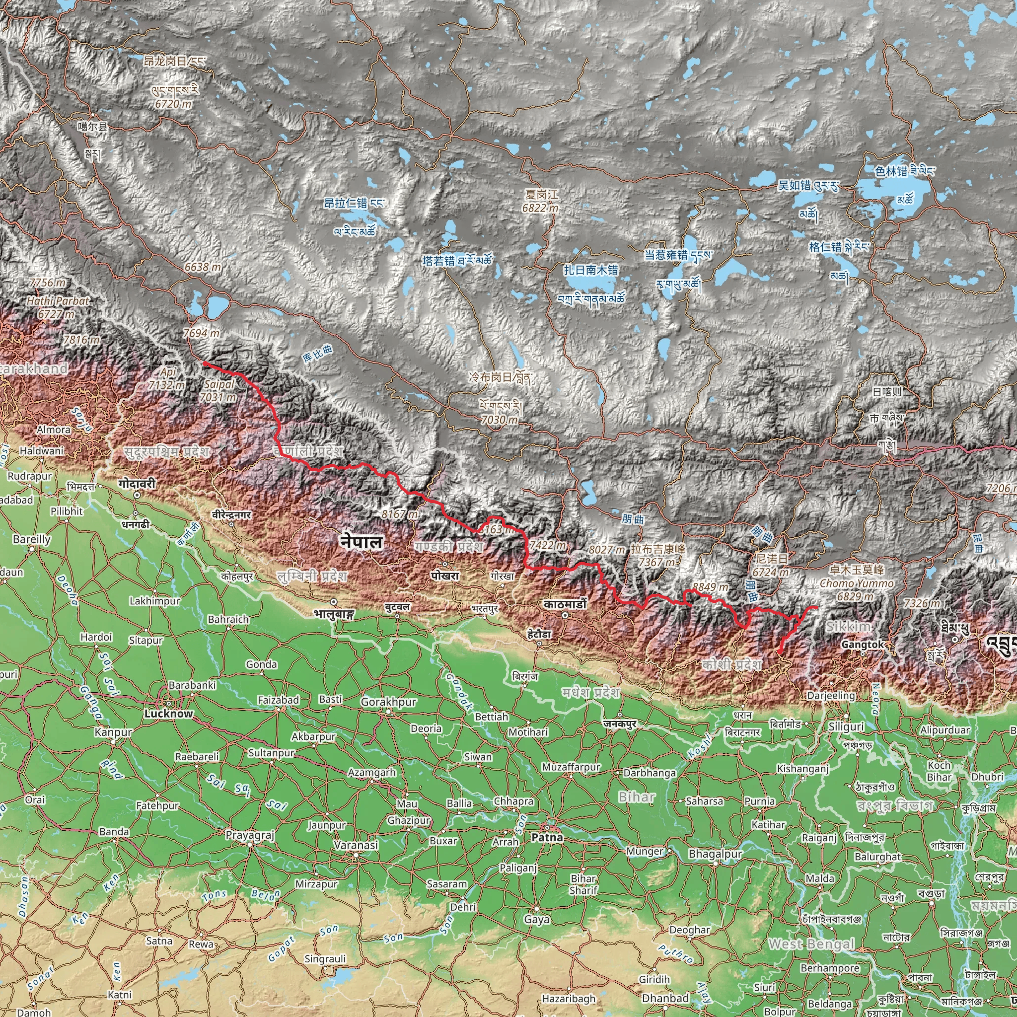 Great Himalayan Trail mobile static map