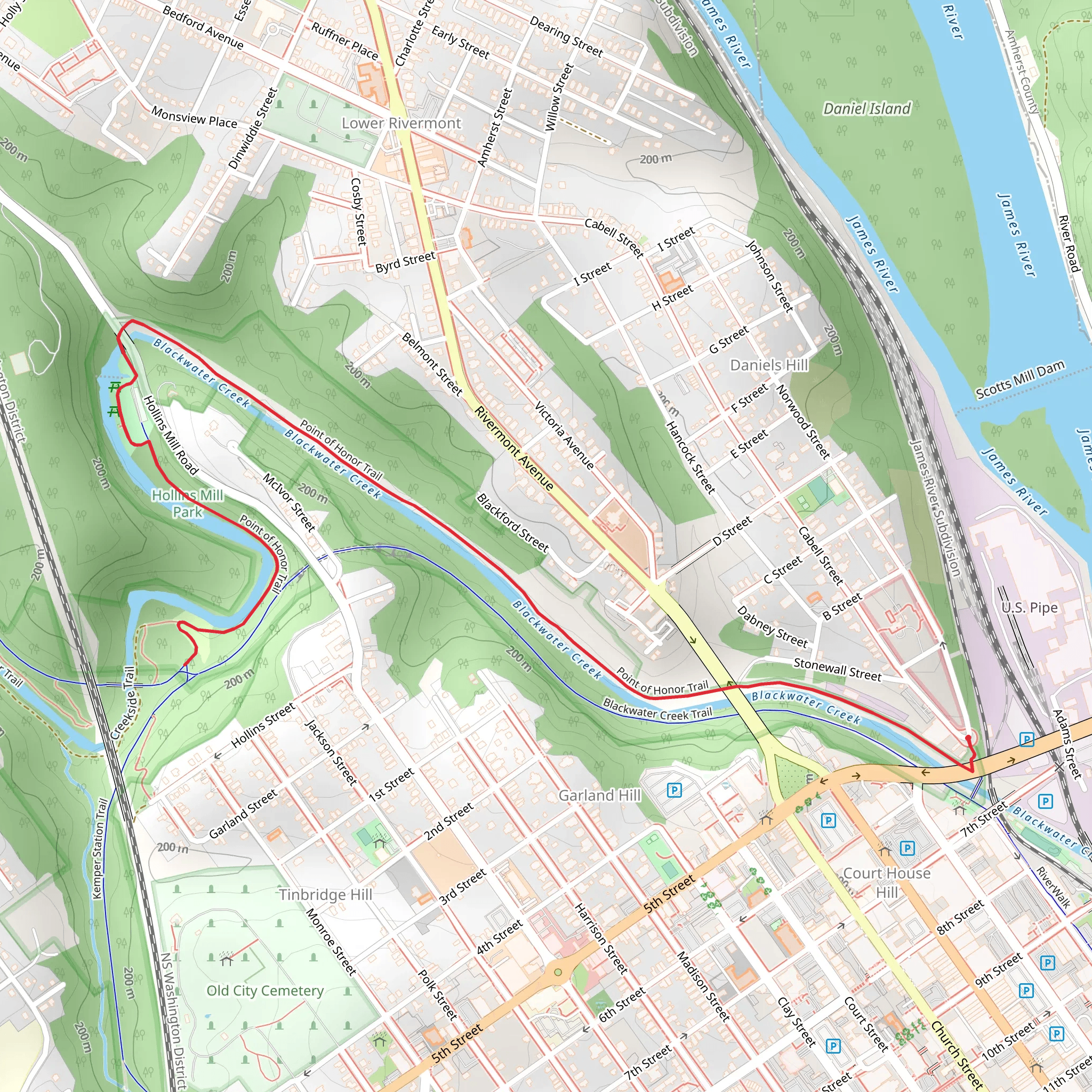 Point of Honor Trail mobile static map