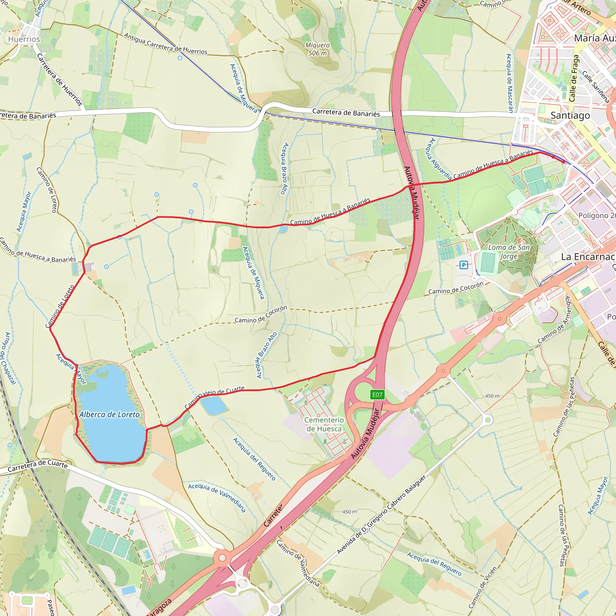 Huesca - Hermitage and Pool of Loreto PR HU 141 mobile static map