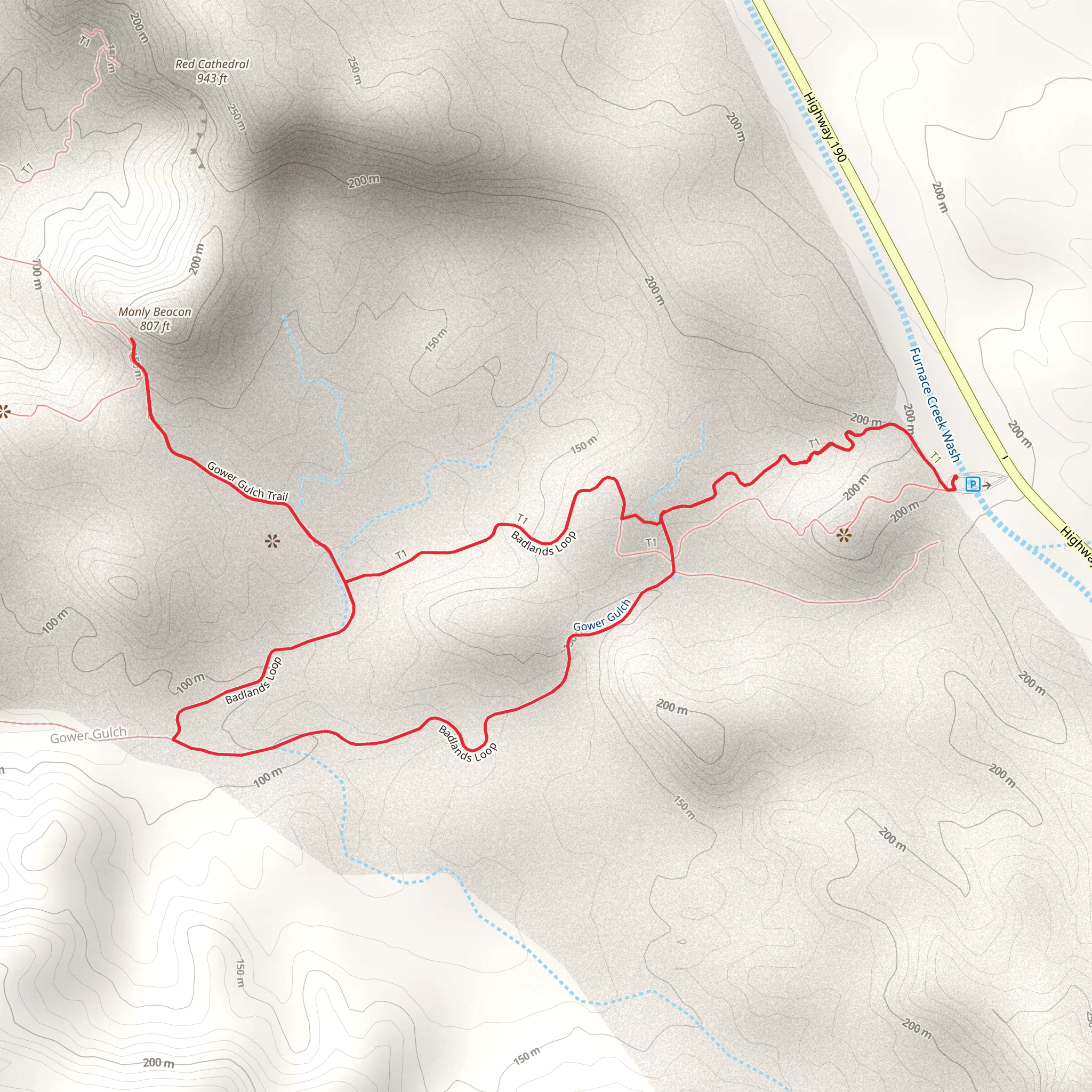 Manly Beacon Loop via Zabriskie Point Junction mobile static map
