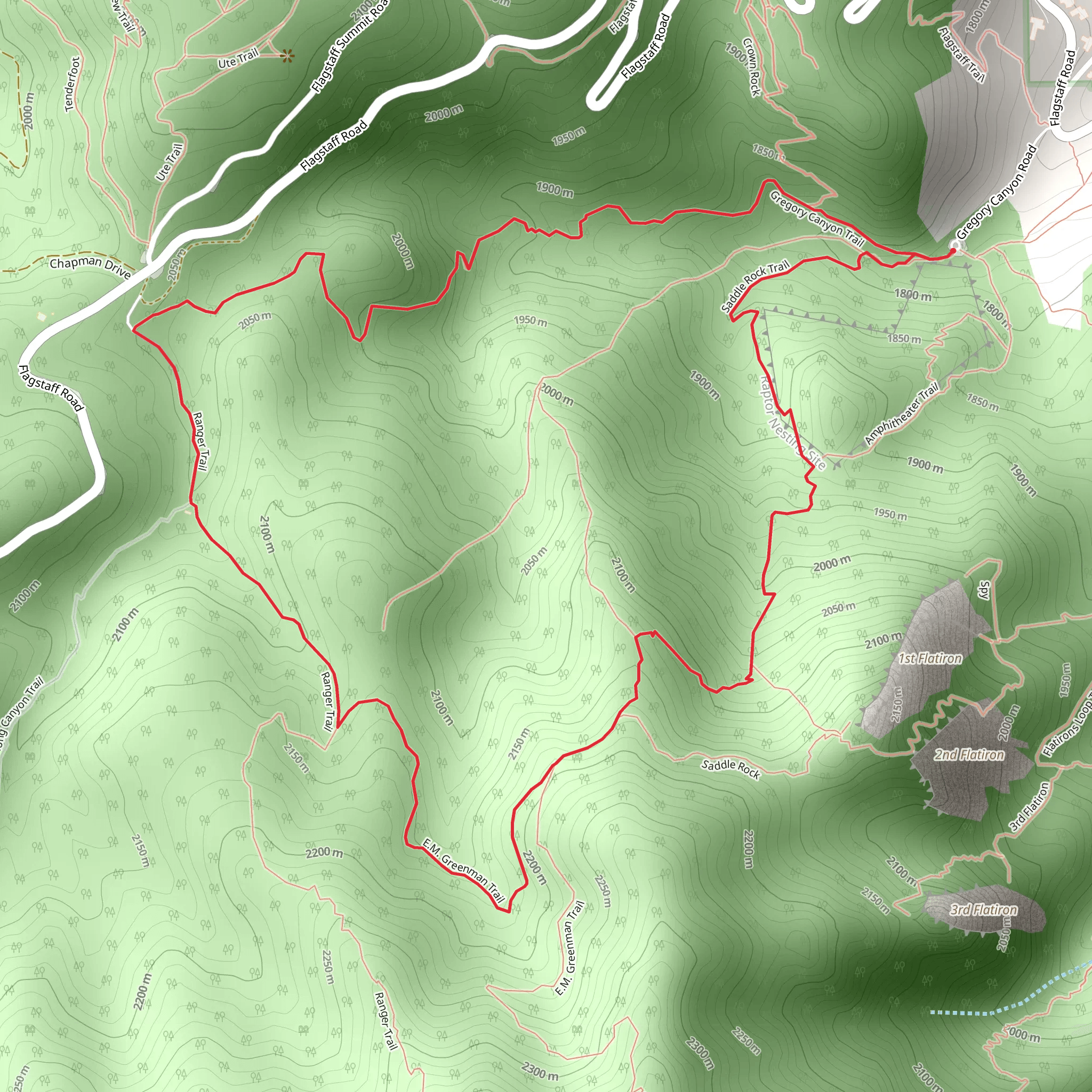 Gregory Canyon Trail via Saddle Rock Trail mobile static map