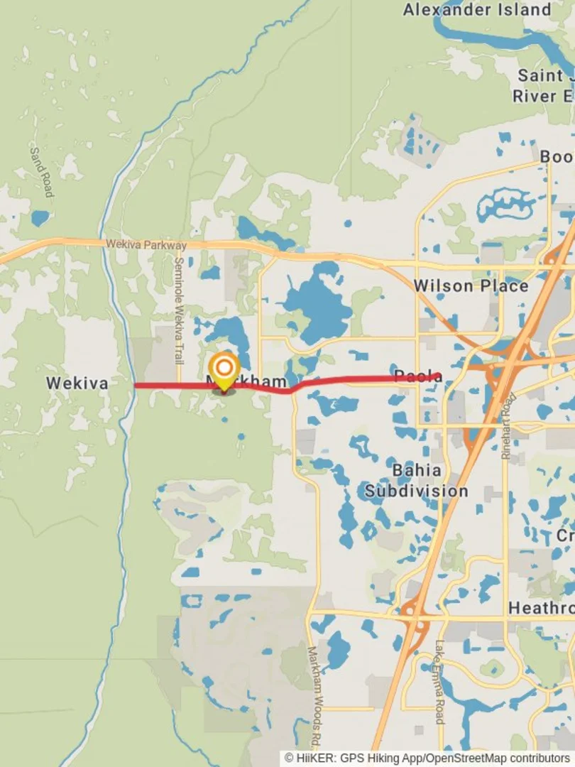 An image depicting the trail Seminole Wekiva Trail Out and Back and its surrounding area.