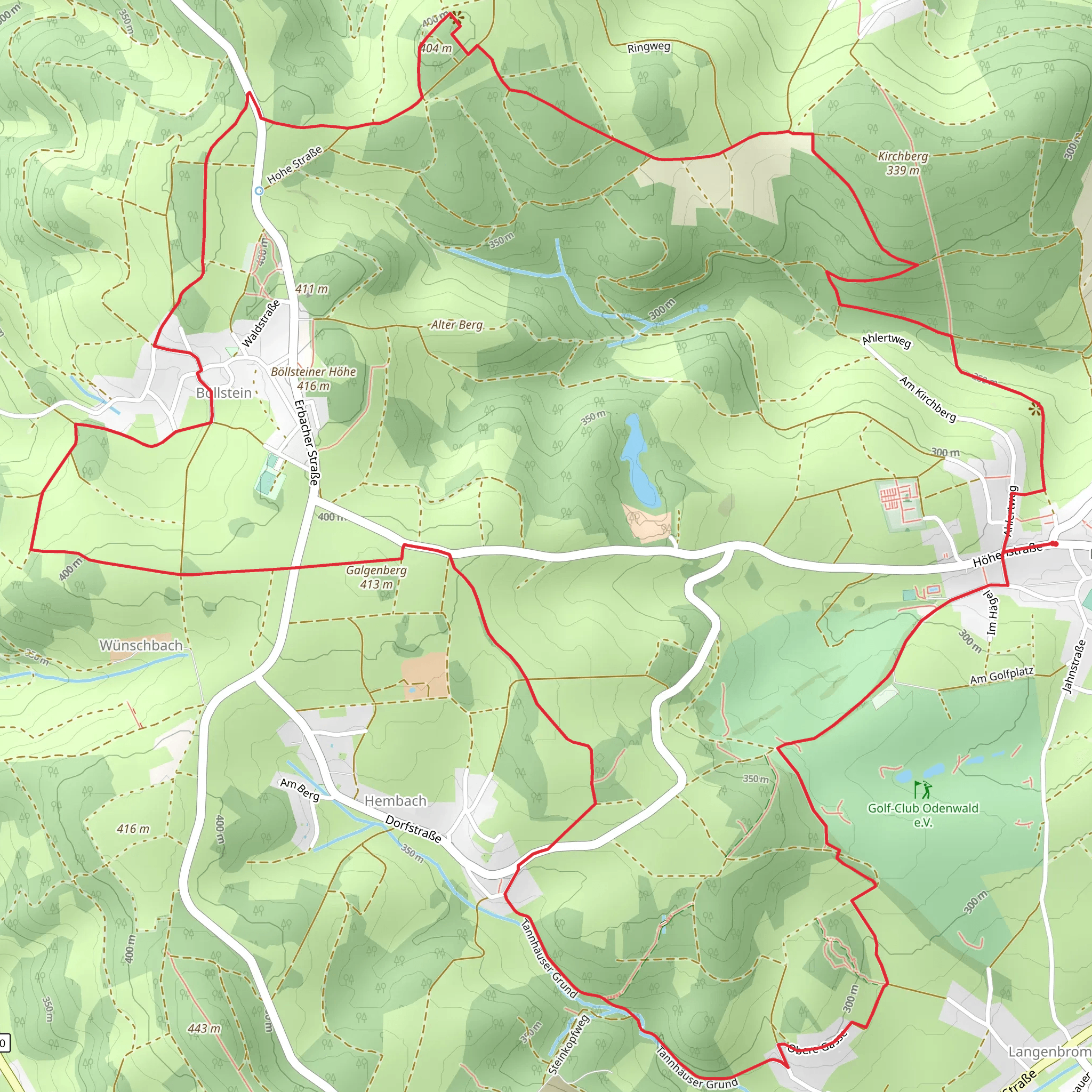 Rundwanderweg Hembach Hoehe and Brombachtal Loop mobile static map