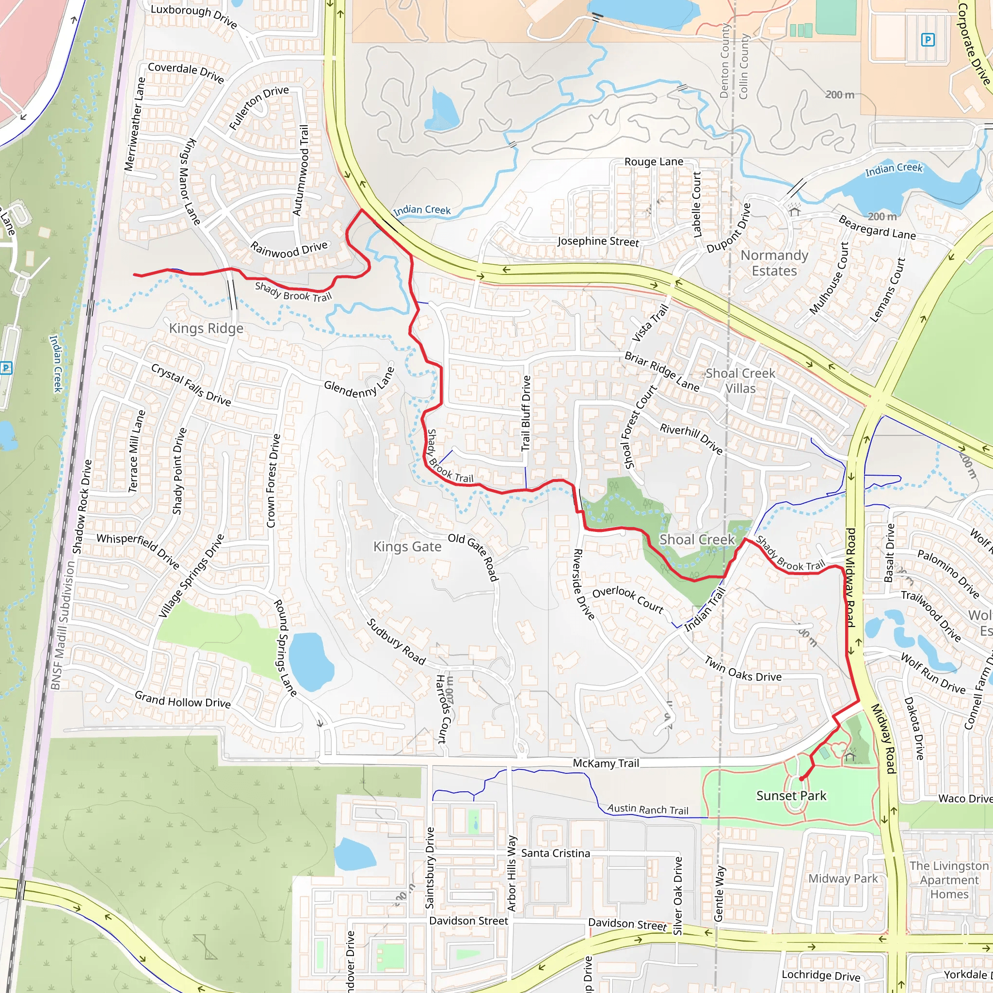 Shady Brook Trail mobile static map