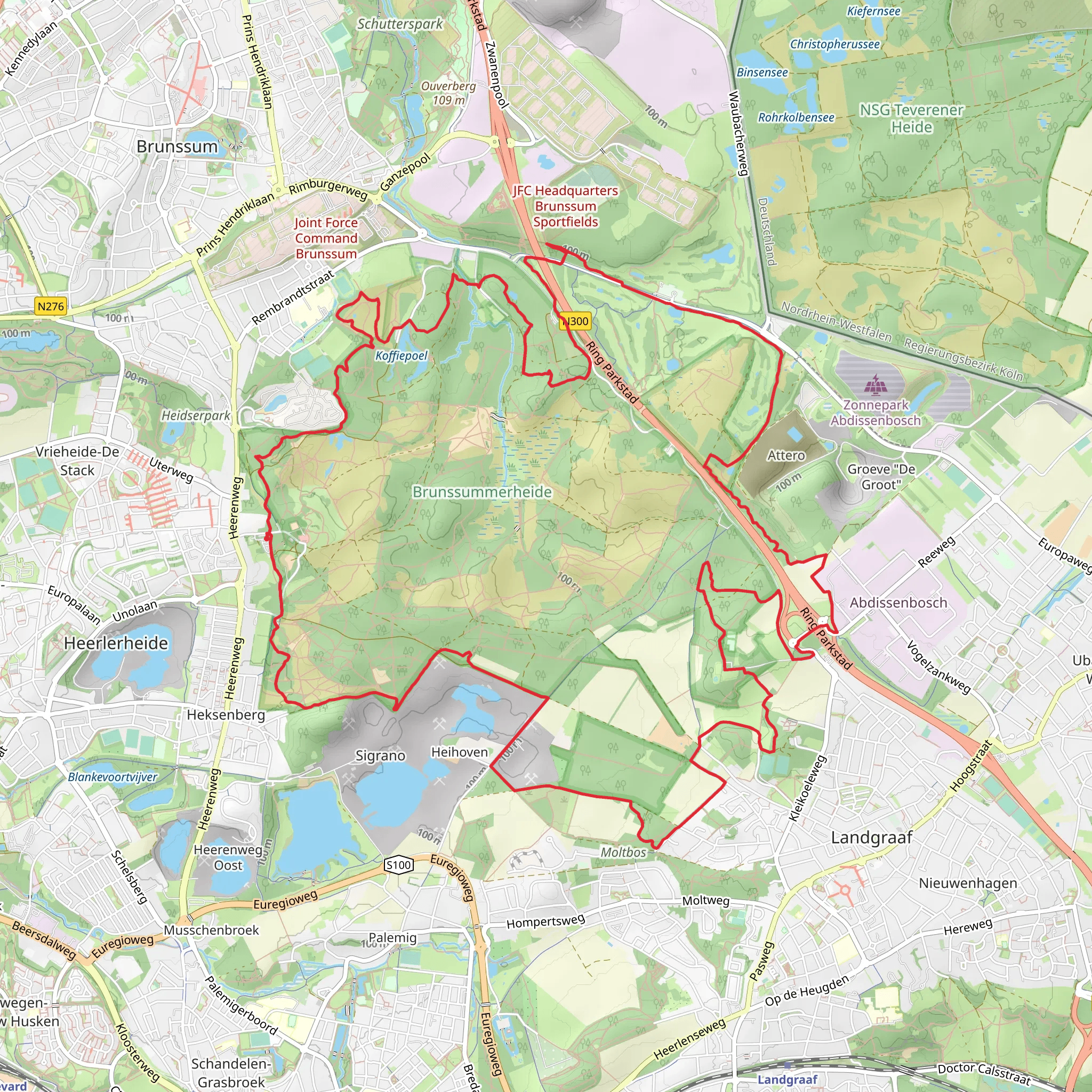 Heksenberg, Koffiepoel and Grafheuvels Loop mobile static map