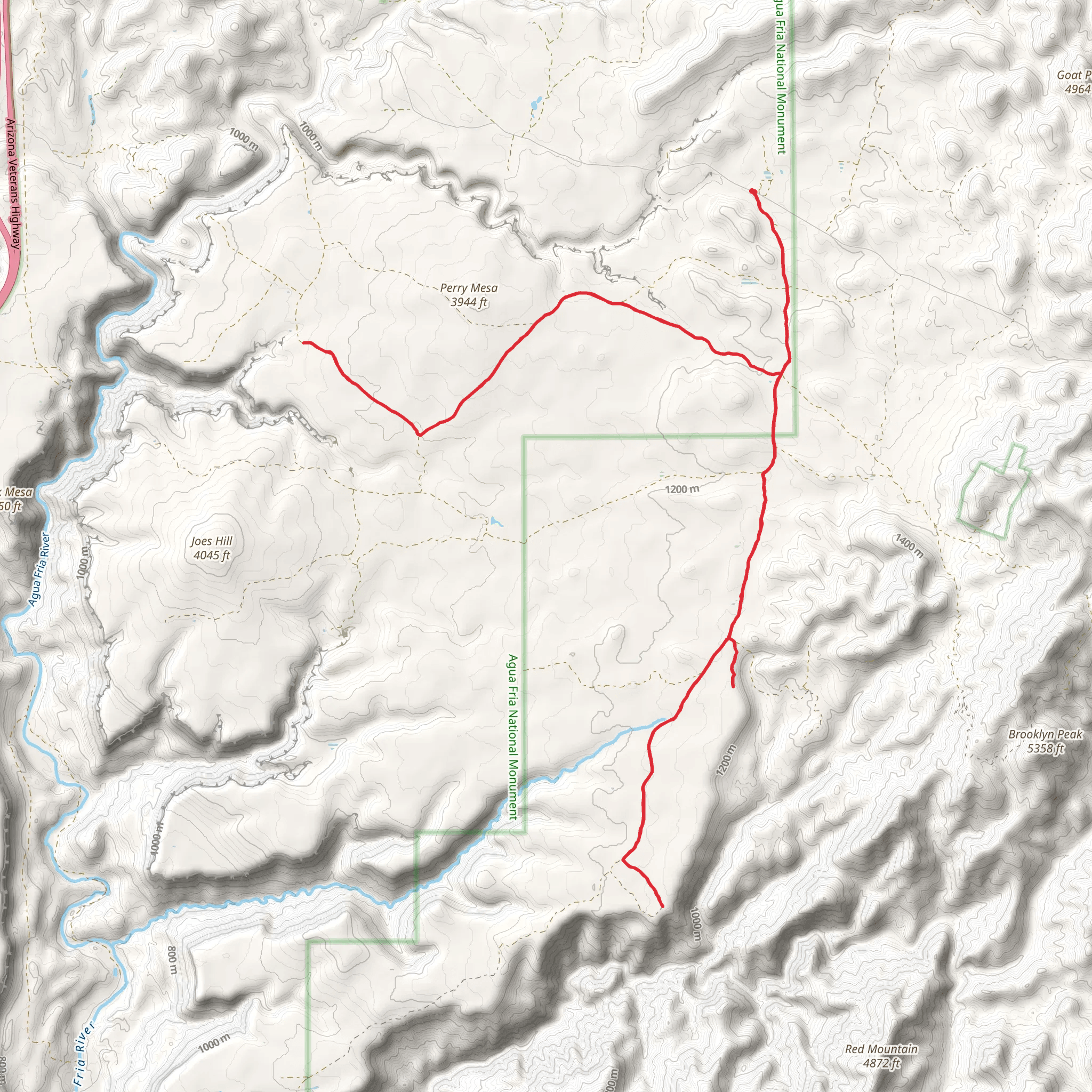 Hackberry Wash and Larry Creek mobile static map