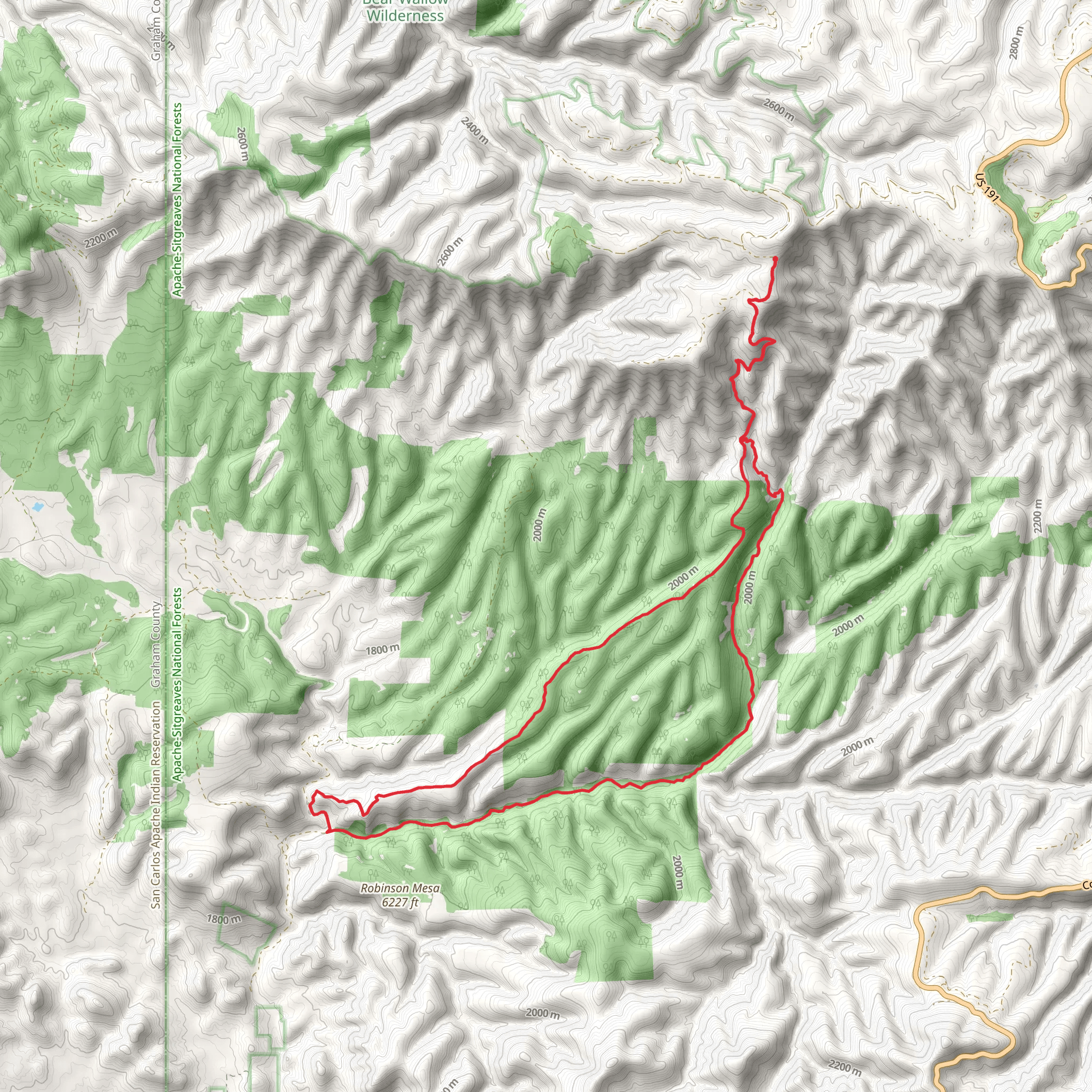 McBride Mesa and East Eagle via Chitty Creek Trail mobile static map